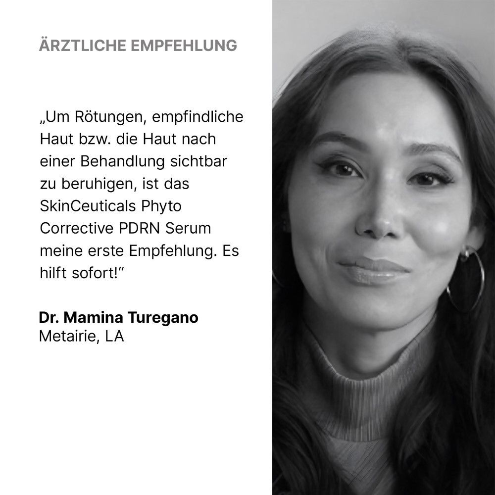 Porträt einer Frau mit Textbox 'Ärztliche Empfehlung' und Zitat von Dr. Mamina Turegano.