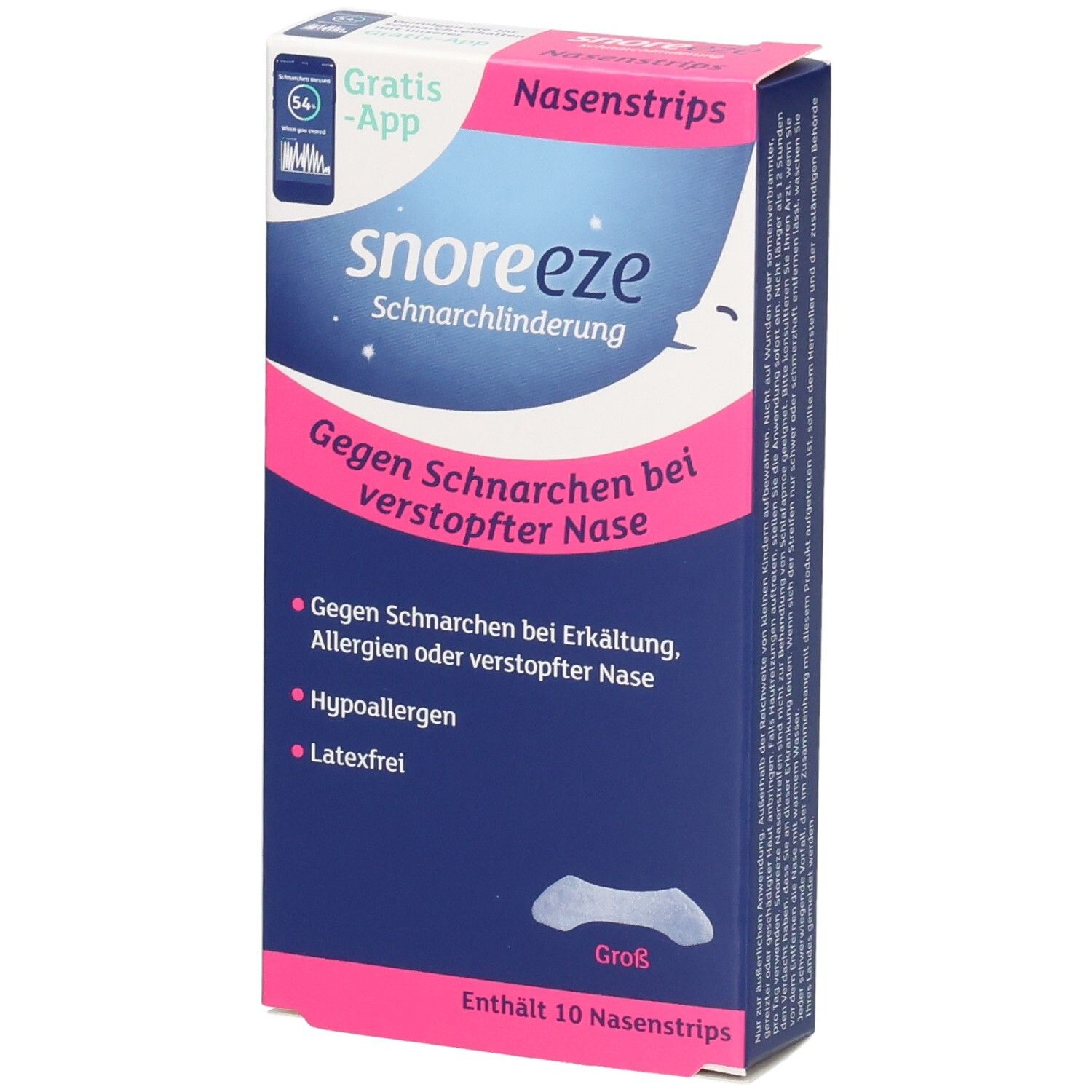 Snoreeze Nasenstrips groß 10 St Pflaster
