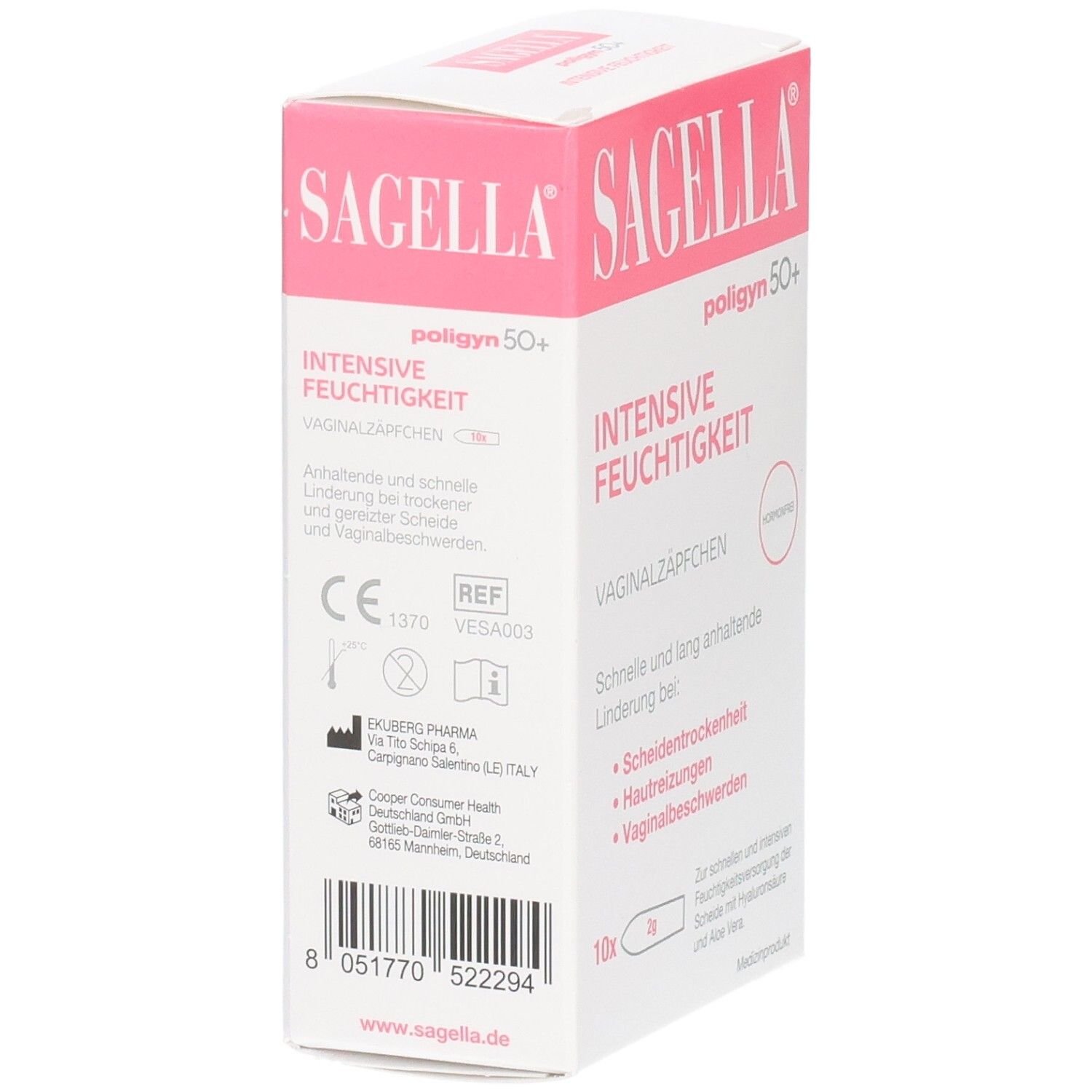 SAGELLA® poligyn 50+ Intensive Feuchtigkeit Vaginalzäpfchen