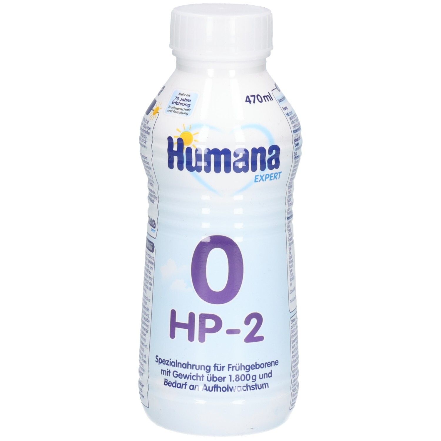 Humana Expert 0 HP-2 Spezialnahrung für Frühgeborene, 470ml Flasche.