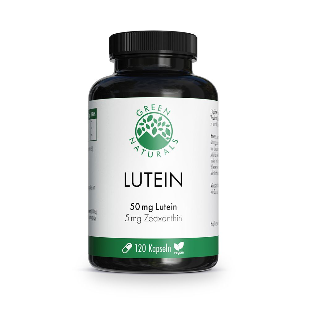 Grüne Naturals Lutein Kapselbehälter, 50 mg Lutein, 5 mg Zeaxanthin, 120 Kapseln, vegan.