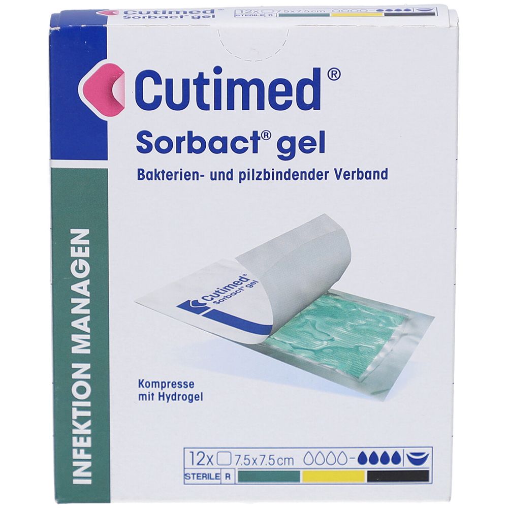 Cutimed Sorbact Gel Kompressen 7,5x7,5 cm 12 St