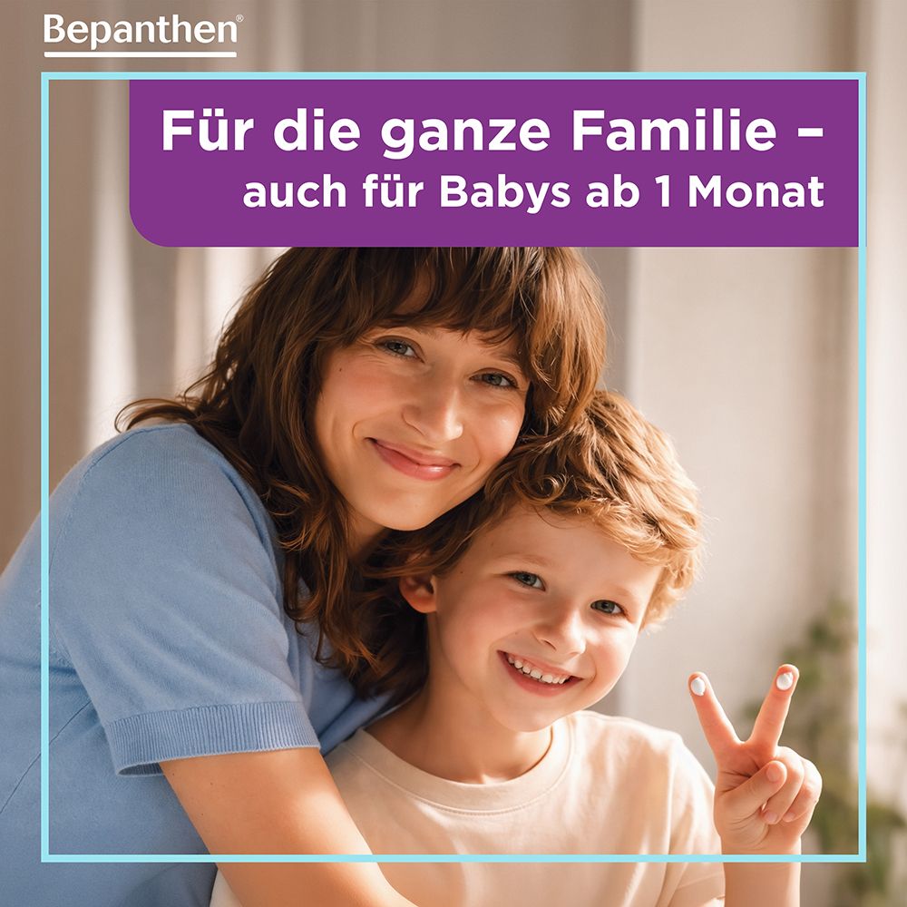 Mutter und Kind lächeln, Bepanthen Sensiderme für die ganze Familie.