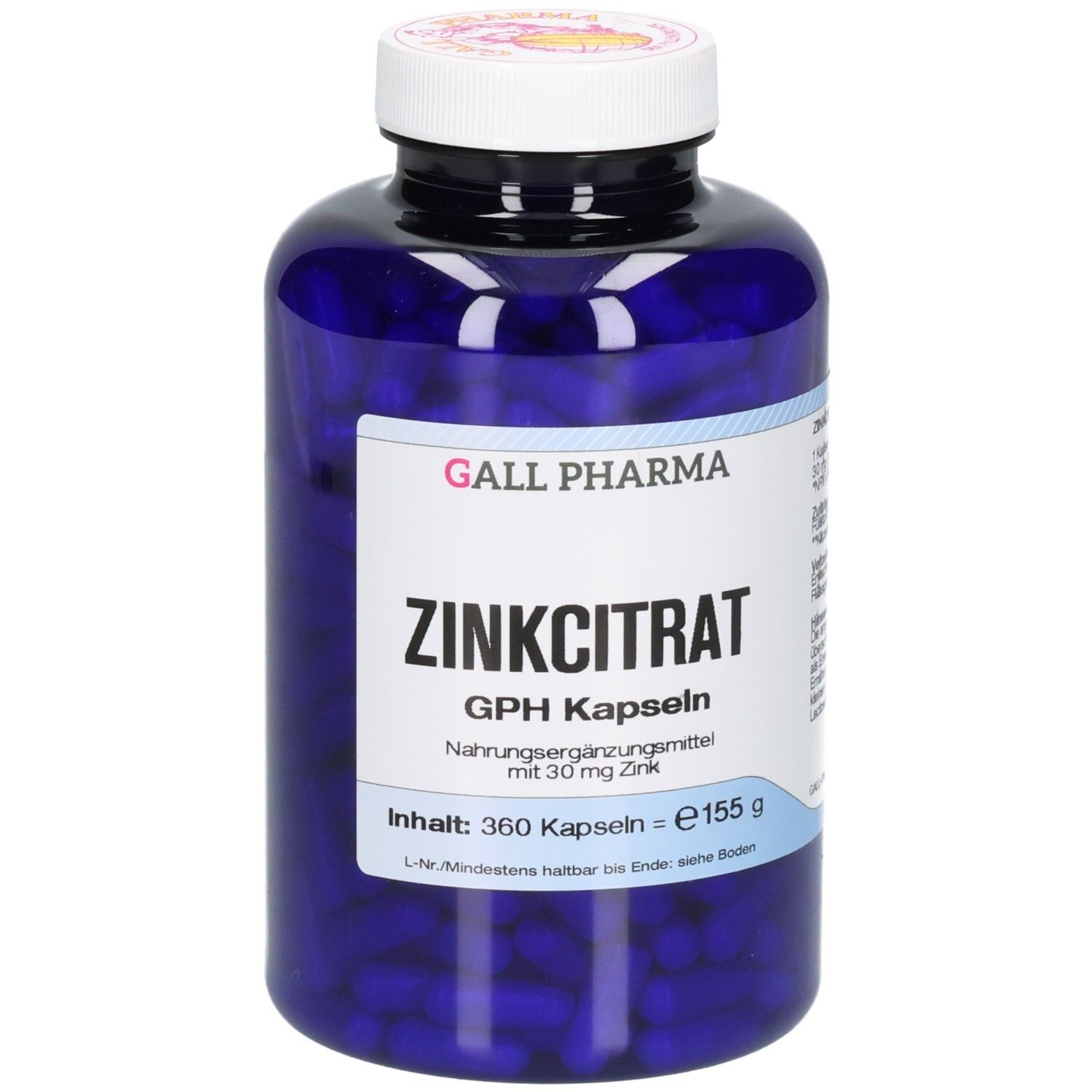 Zinkcitrat 30 mg Zink GPH Kapseln 360 St