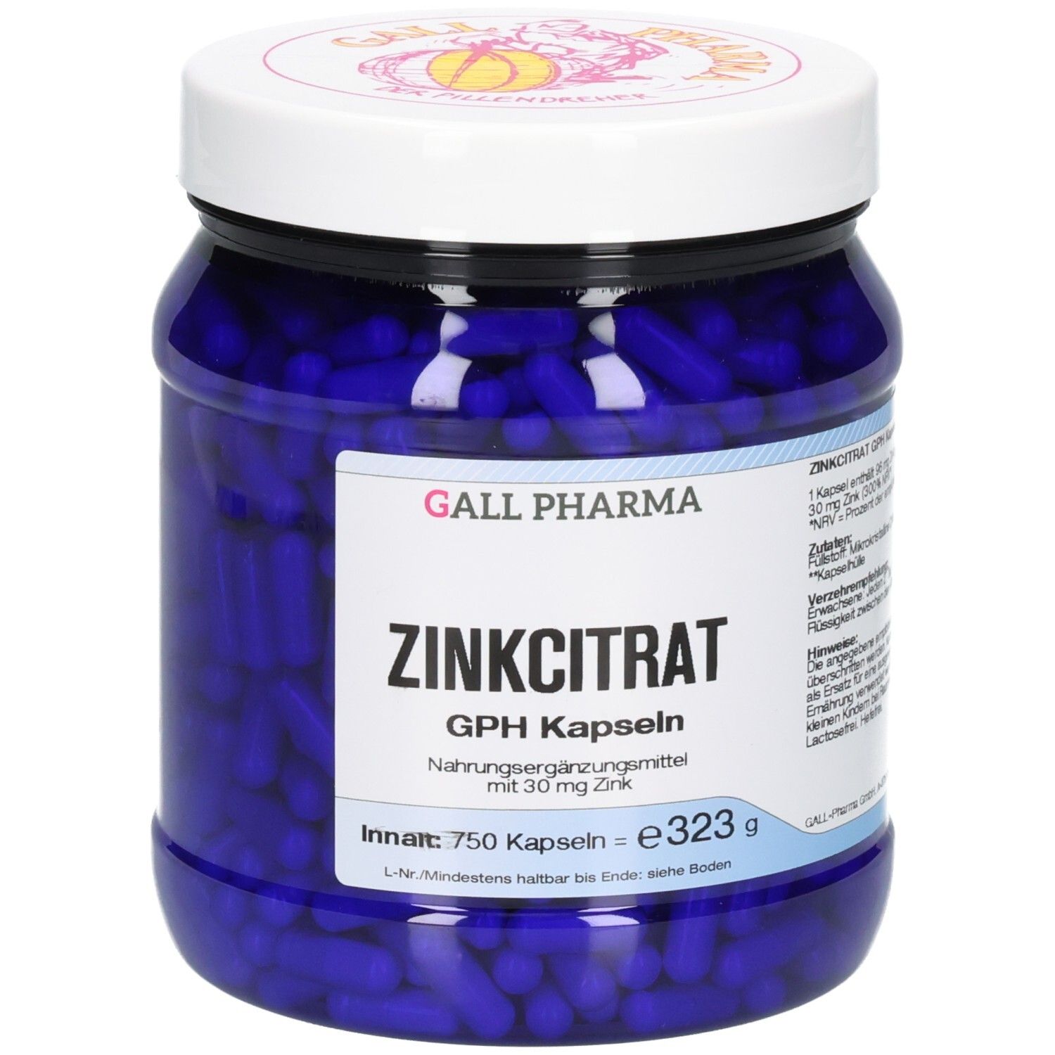 Zinkcitrat 30 mg Zink GPH Kapseln 750 St