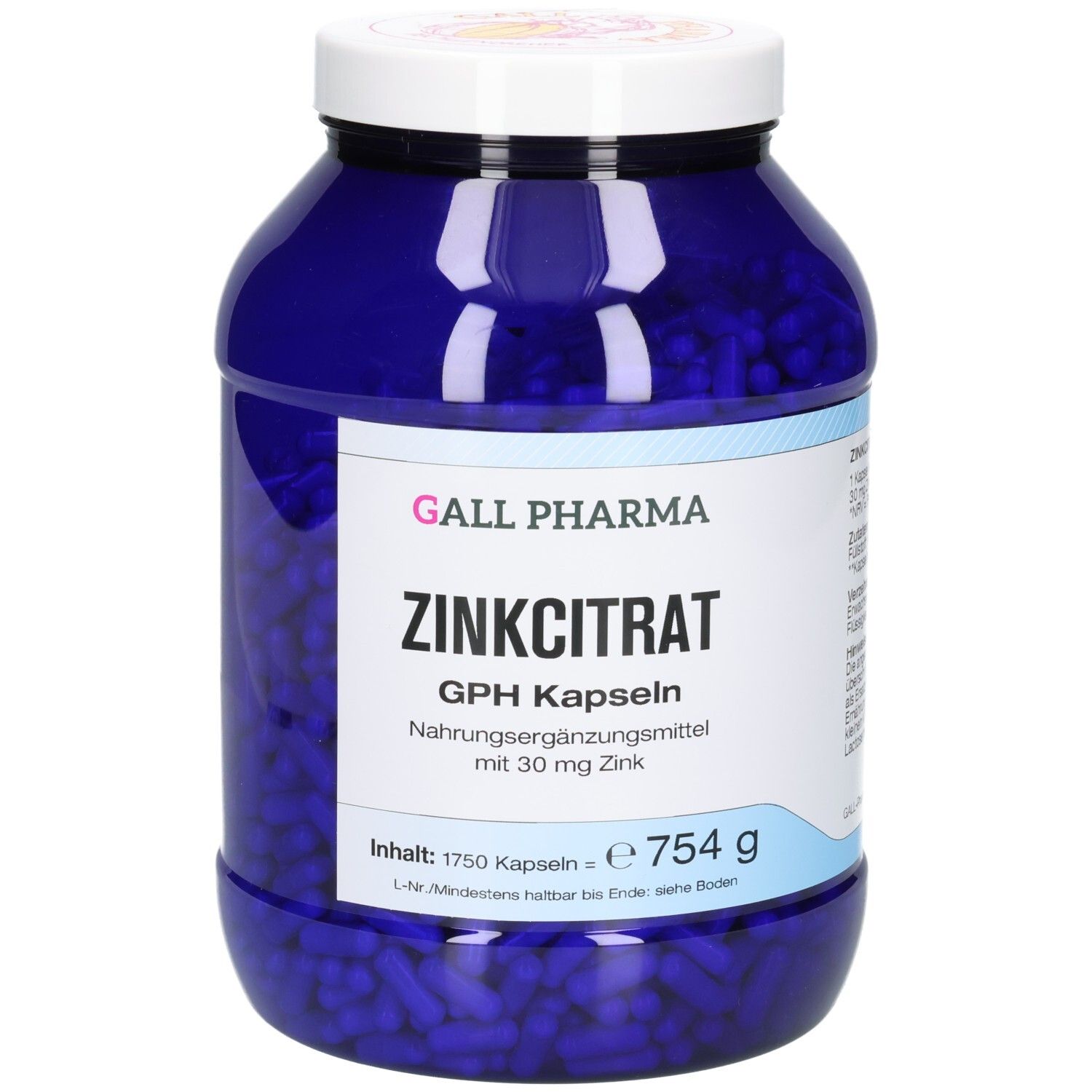 Zinkcitrat 30 mg Zink GPH Kapseln 1750 St