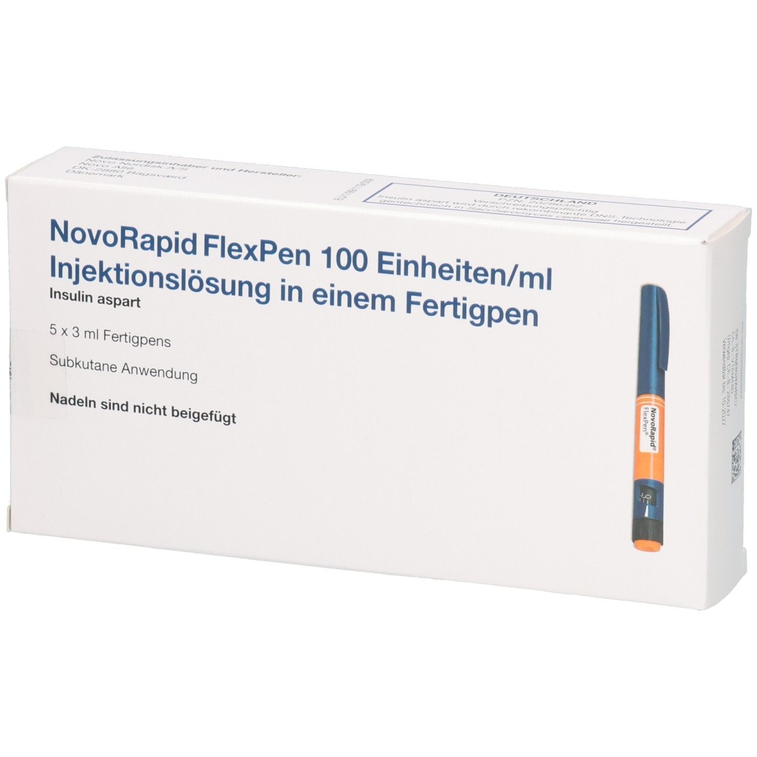Packung mit 5 NovoRapid FlexPens, Injektionslösung, 100 Einheiten/ml.