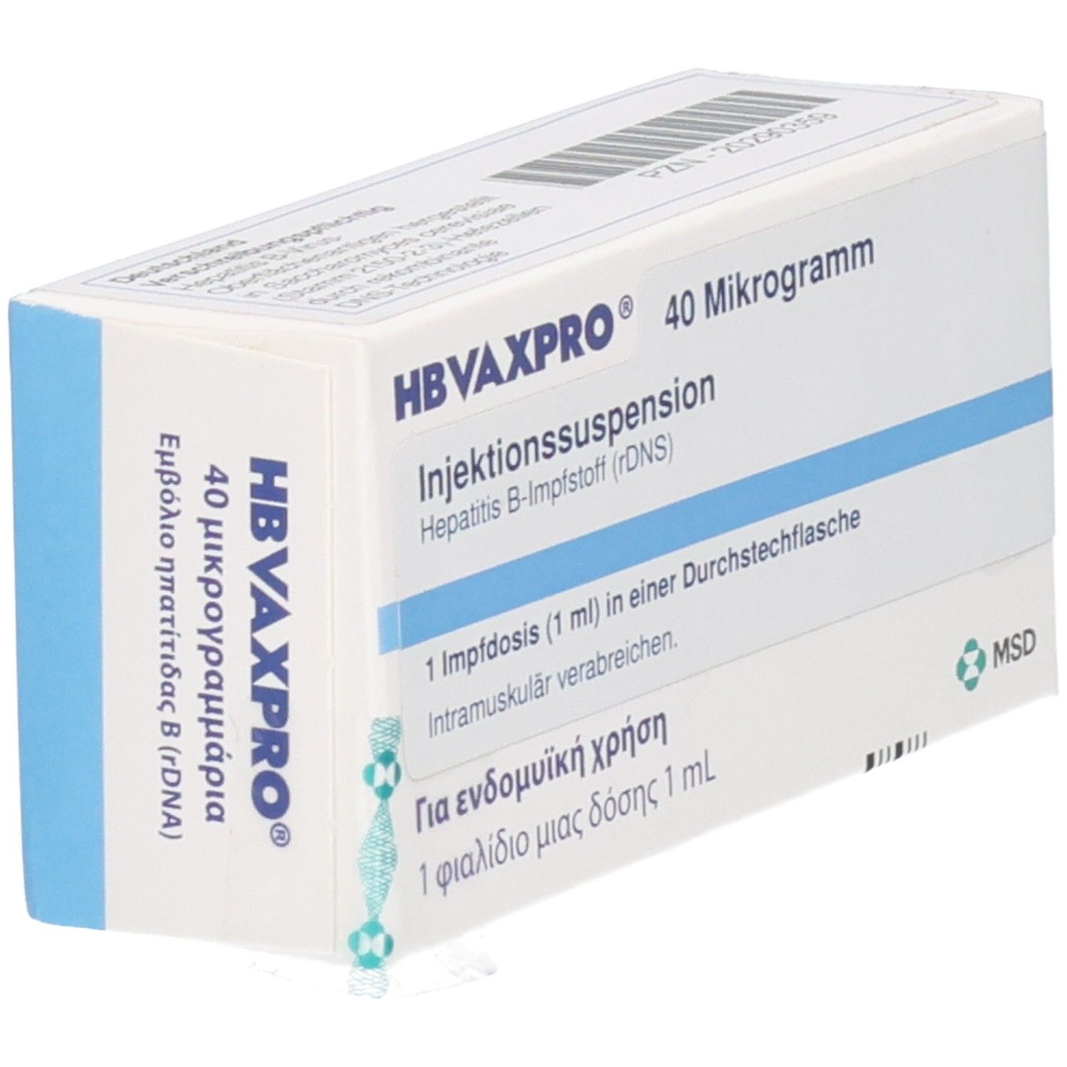 HBVAXPRO 40 Mikrogramm Injektionssuspension Hepatitis B-Impfstoff (rDNS) in Durchstechflasche.