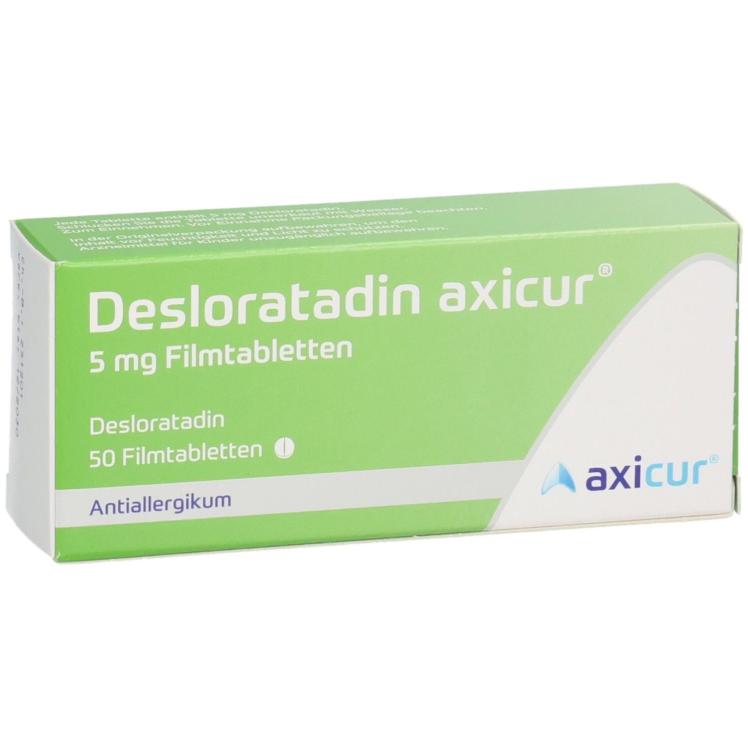 Desloratadin axicur® 5 mg Filmtabletten, 50 Stück. Antiallergikum.