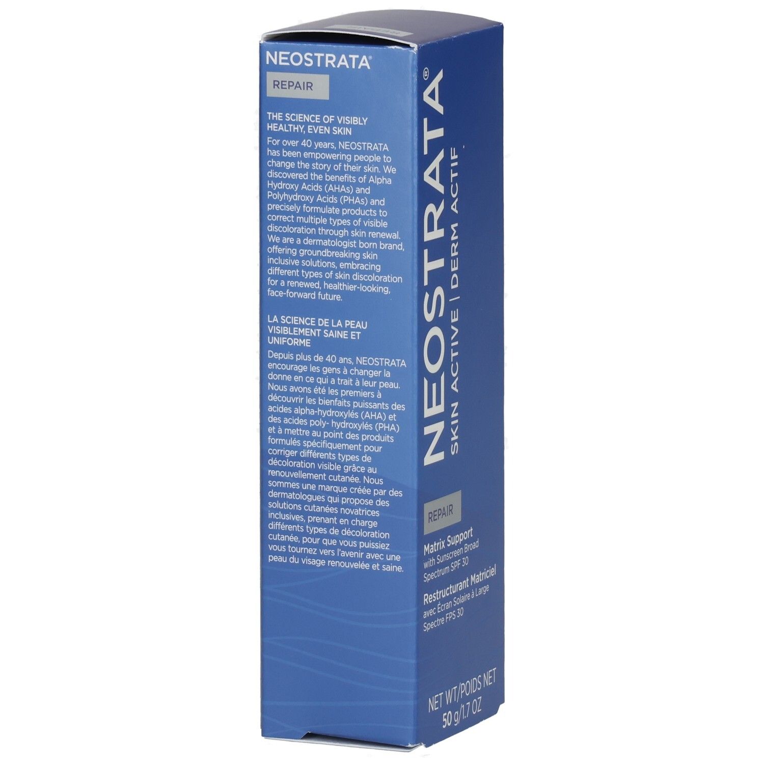NEOSTRATA Matrix Support Creme SPF 30 Karton. Text auf Deutsch und Französisch.