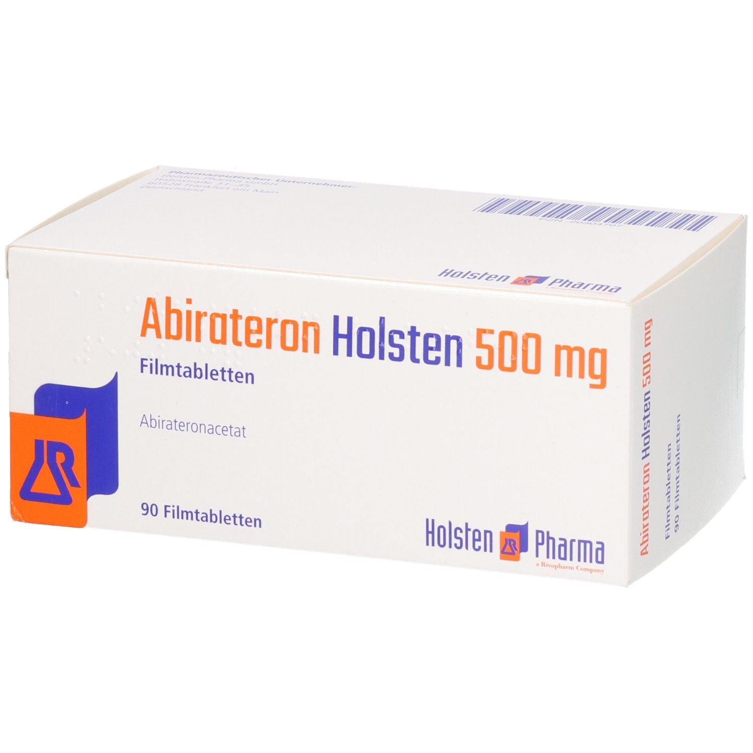 Abirateron Holsten 500 mg Filmtabletten Schachtel, 90 Stück.