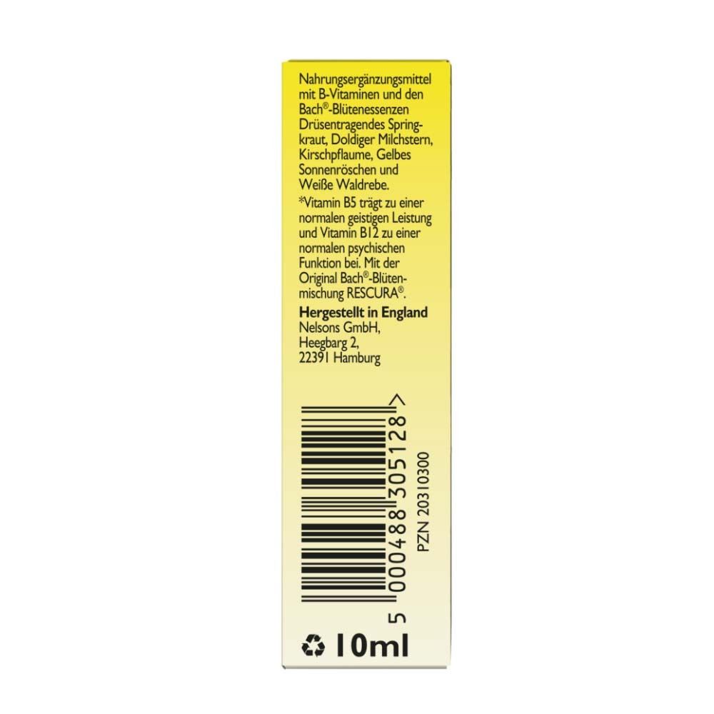 Rückseite der RESCURA Kids Tropfen Verpackung mit Zutaten und Barcode.