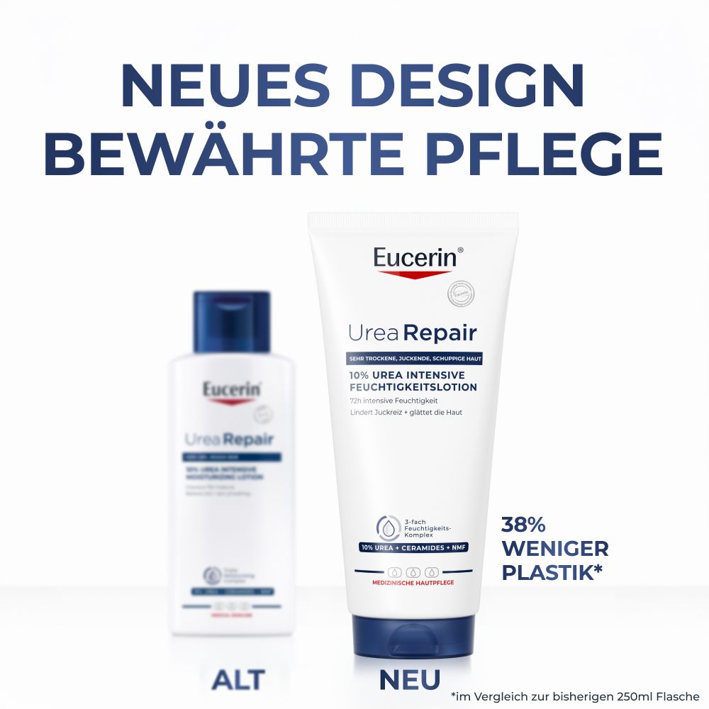 Neues Design, bewährte Pflege: Eucerin Urea Repair Lotion.