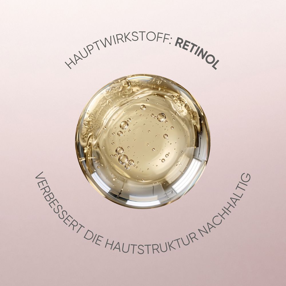 Flasche mit Pumpspender und Kappe. Louis Widmer pro derm Pures Retinol Serum 0,3%.