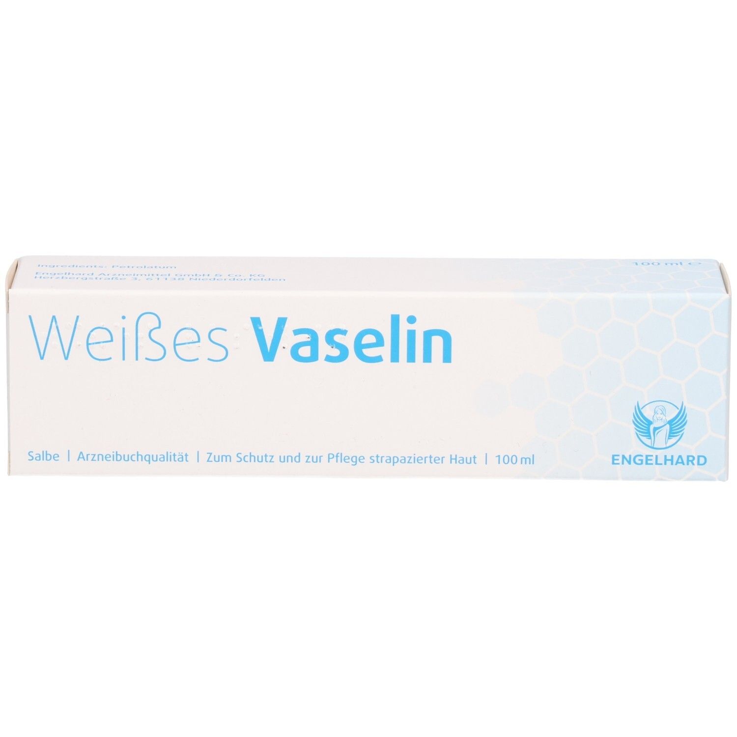 Weiederal Vaselin Salbe 100ml Packung mit Engelhard Logo und Wabendesign.