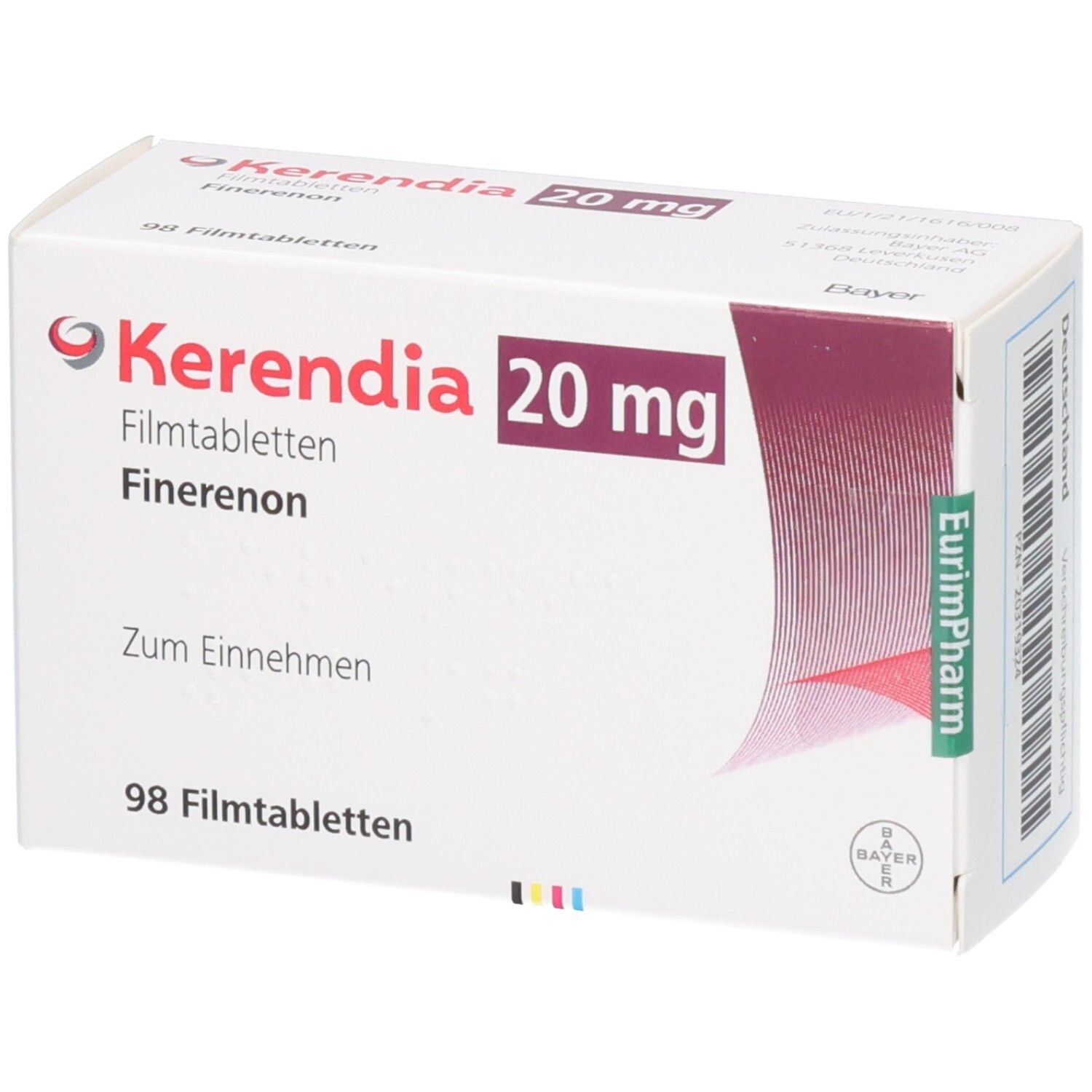 Kerendia 20 mg Filmtabletten Finerenon Schachtel, 98 Tabletten.