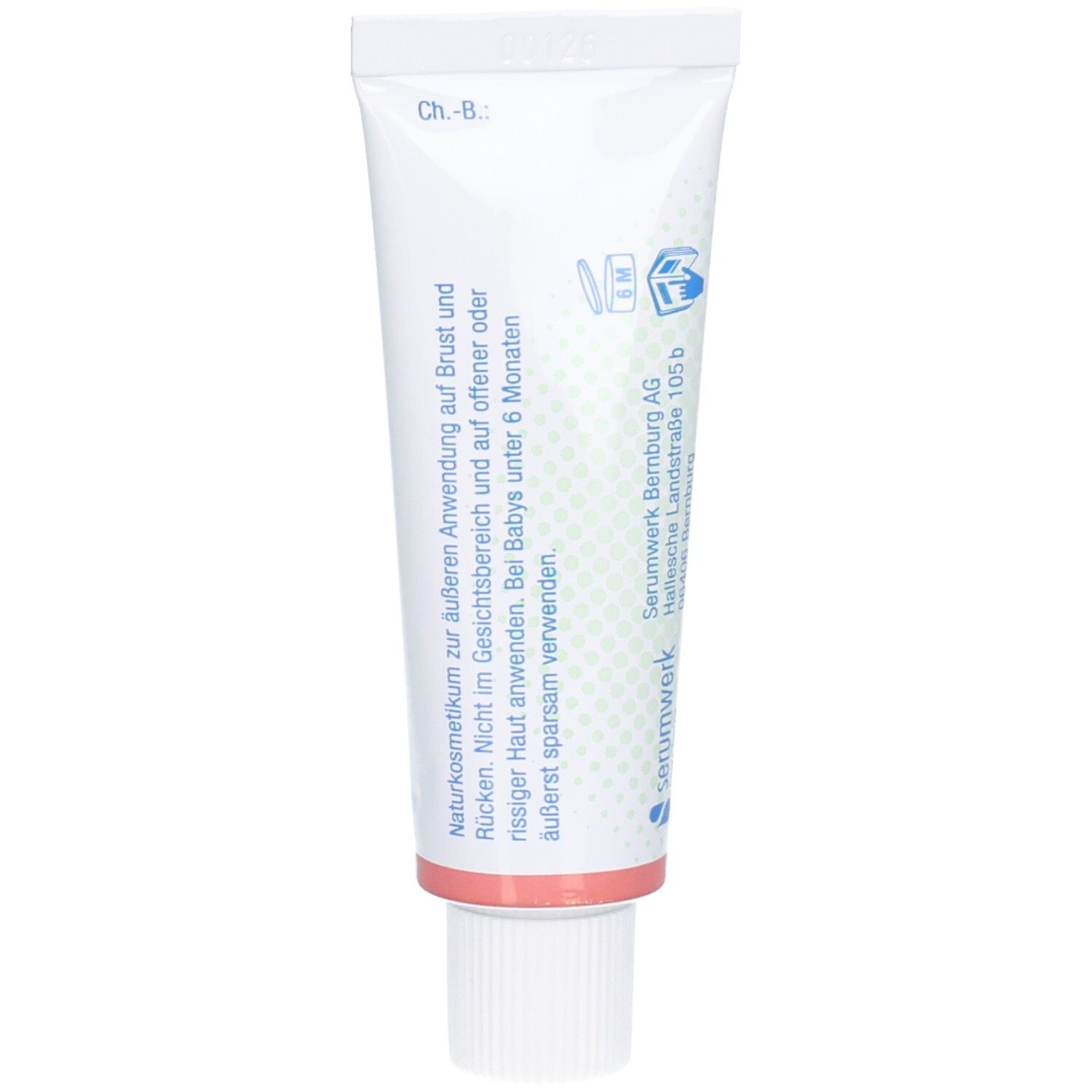 Rückseite der Pulmotin Balsam Tube mit Anwendungshinweisen und Herstellerangaben.