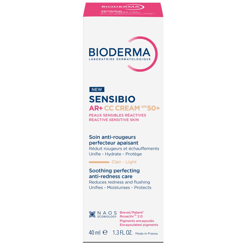 Bioderma Sensibio AR+ CC Cream SPF 50+ in 40ml Tube. Anti-redness care for sensitive skin.
