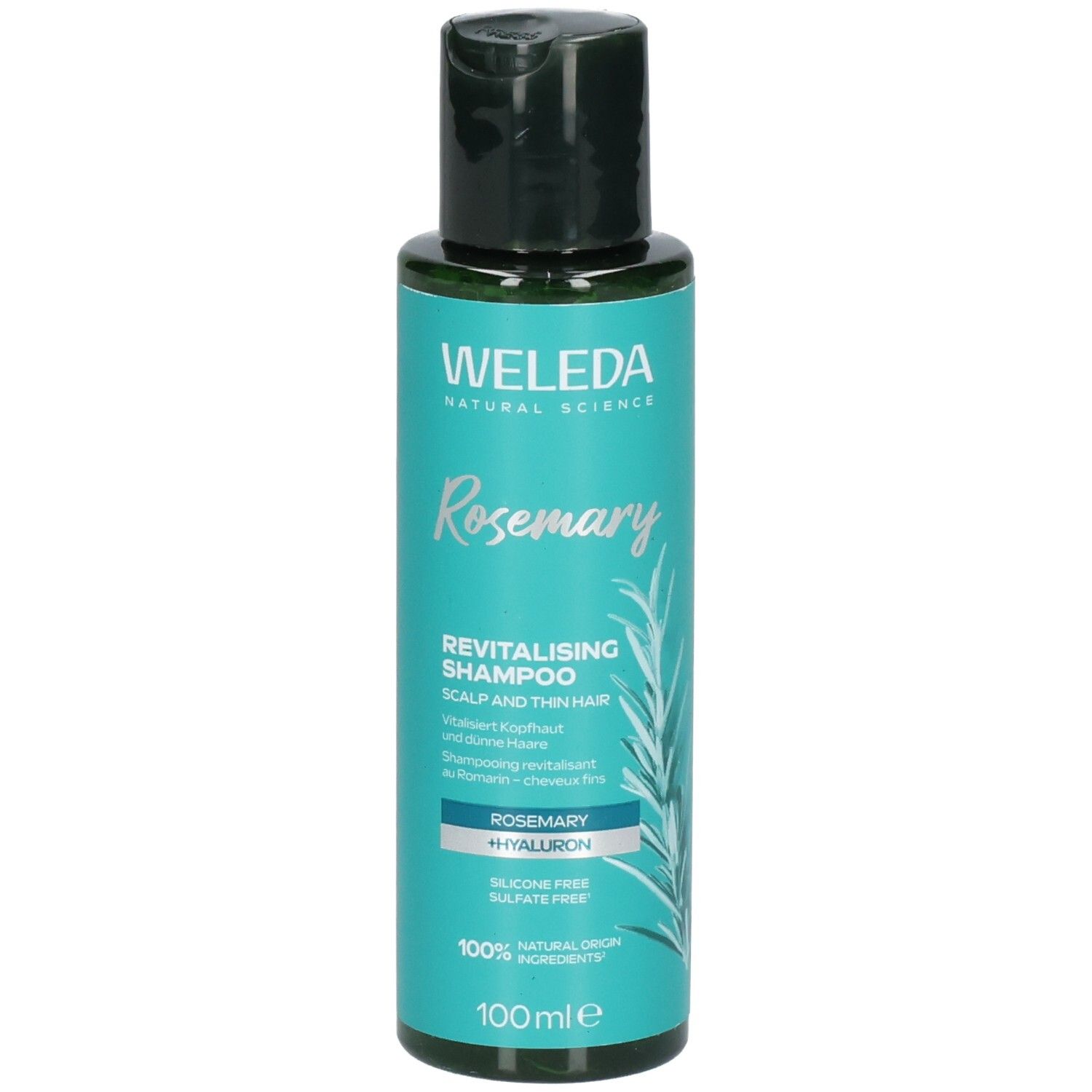 Weleda Rosmarin Revitalising Shampoo, 100ml Flasche.