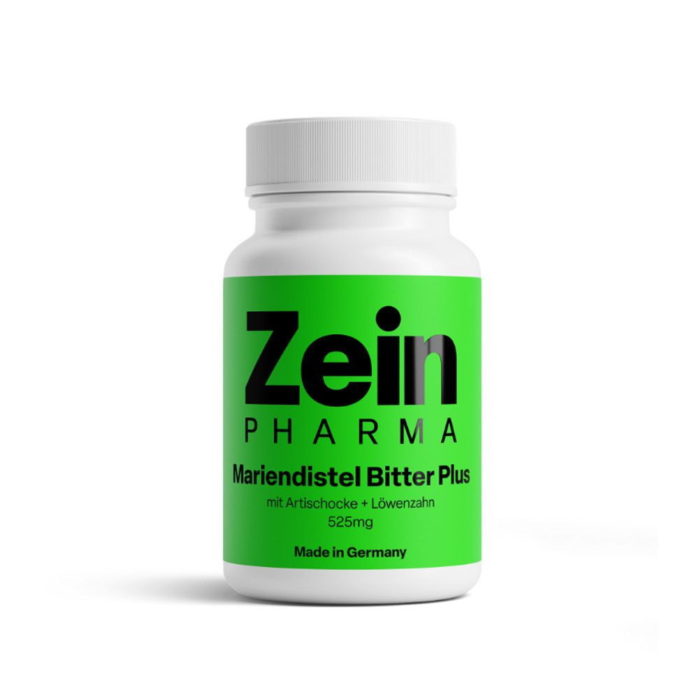 Zein Pharma Mariendistel Bitter Plus Kapseln, 525mg, mit Artischocke und Löwenzahn. Made in Germany.