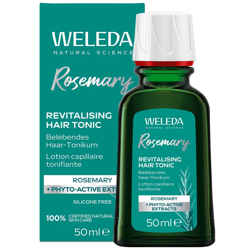 WELEDA Rosmarin revitalisierendes Haar-Tonikum, 50ml, mit Schachtel.