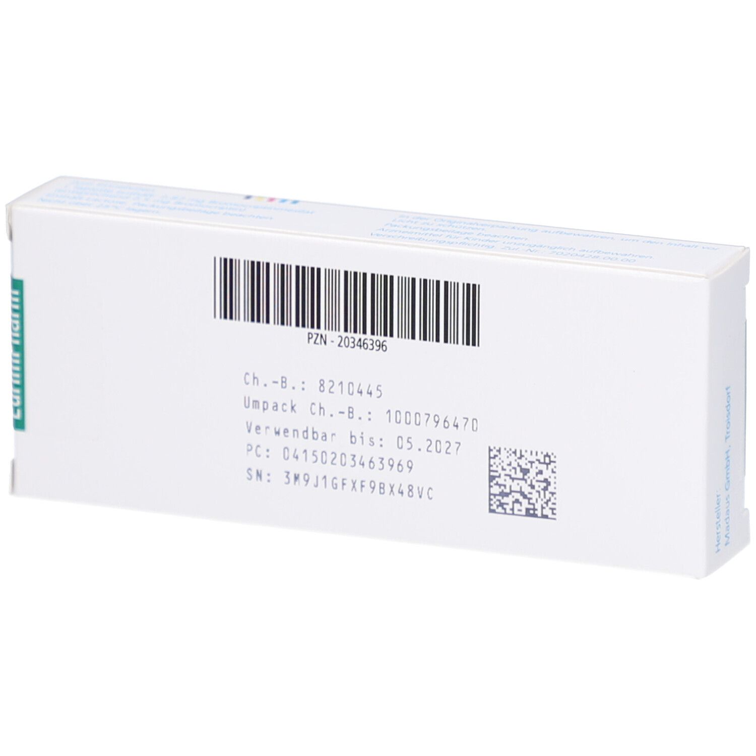 Rückseite der Pravidel 2,5 mg Tabletten-Packung. Enthält Barcode, Chargennummer, Verfallsdatum und weitere Informationen.