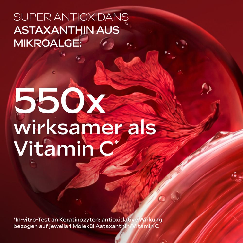 Abstraktes Bild von Astaxanthin aus Mikroalge, 550x wirksamer als Vitamin C.