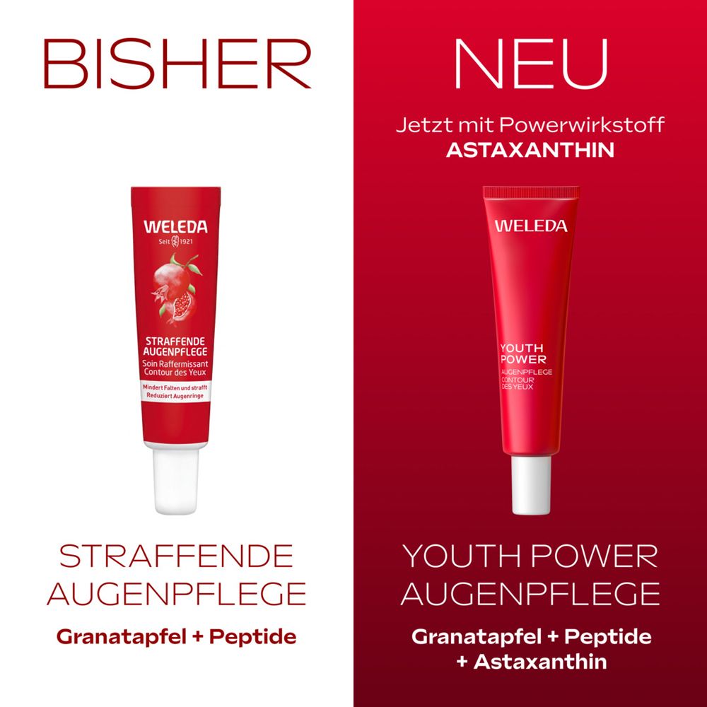 Vergleich Weleda Augenpflege: Alt vs. Neu mit Astaxanthin.