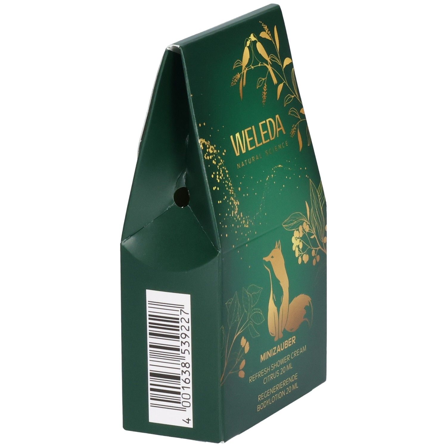 Verpackung WELEDA MINIZAUBER Refresh Shower Cream Citrus 20ml.
