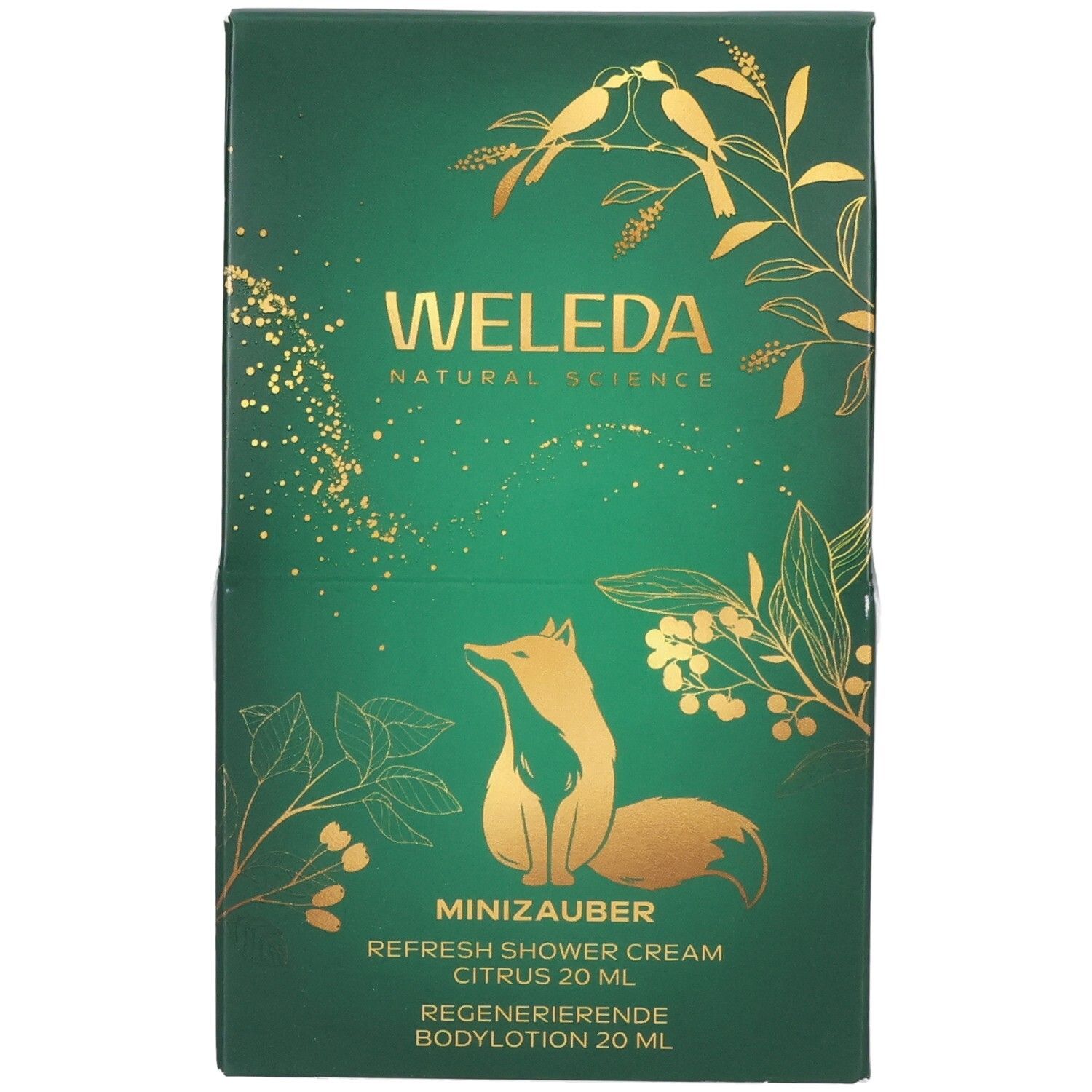 Verpackung mit drei Einheiten eines Produkts mit blauem und weißem Design.