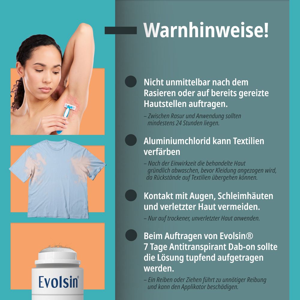 Anwendungsanleitung in 5 Schritten. Produkt und Applikator. Frau beim Auftragen.