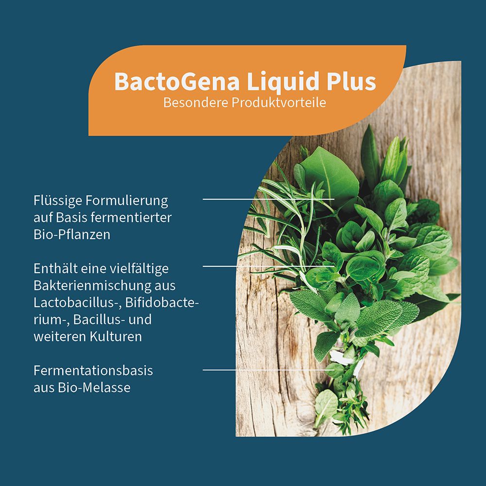 NatuGena BactoGena Liquid Plus: flüssige Formulierung auf Basis fermentierter Bio-Pflanzen mit Bakterienmischung.