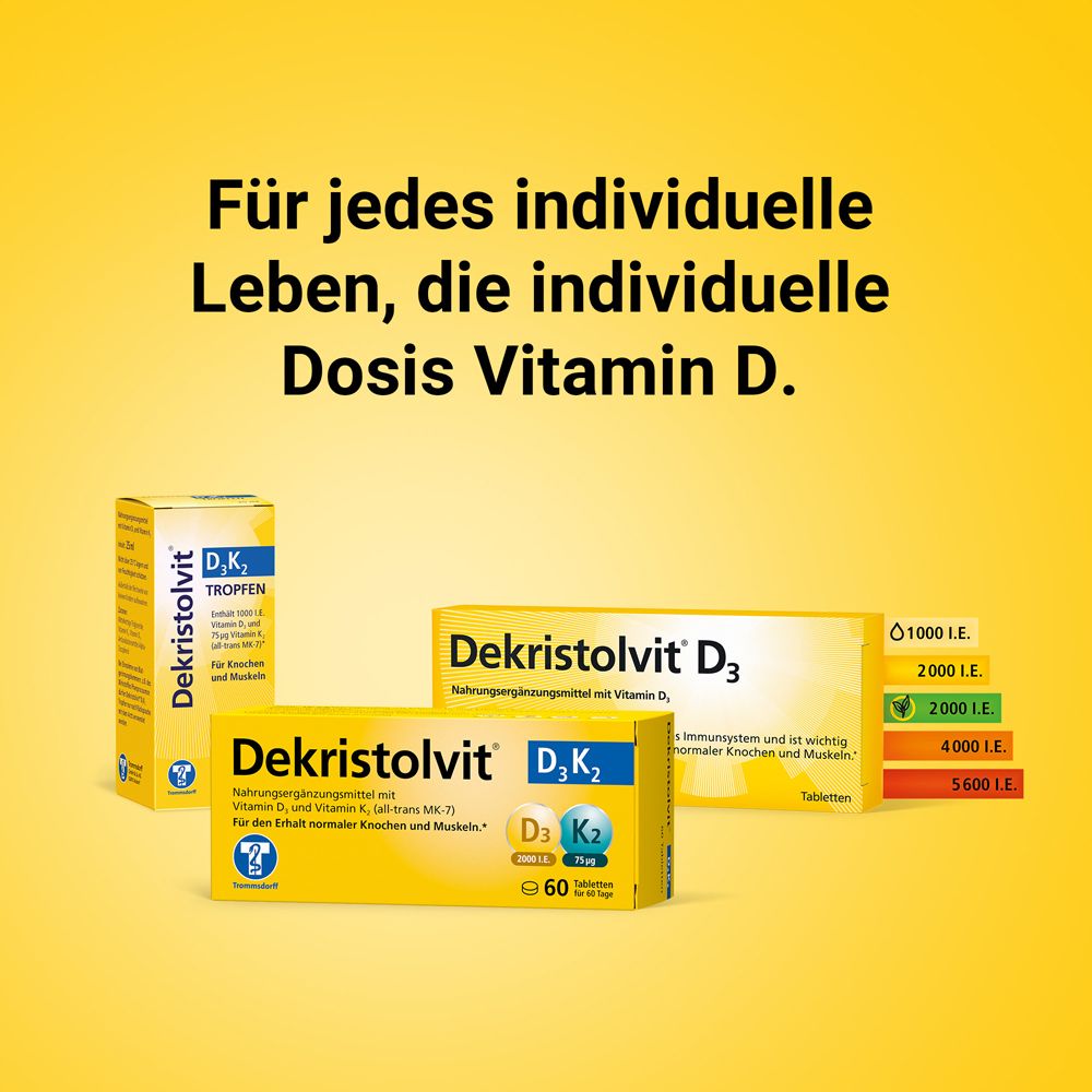 Dekristolvit D3K2, Dekristolvit D3 Tabletten und Dekristolvit D.K.3 Tropfen.