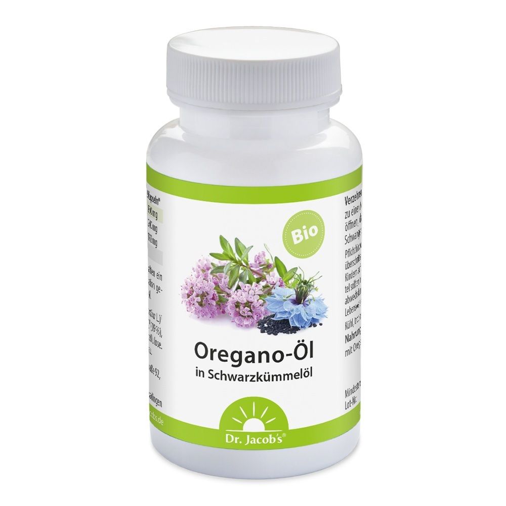 Dr. Jacob's Oregano-Öl Kapseln BIO ätherisches Schwarzkümmelöl Carvacrol vegan