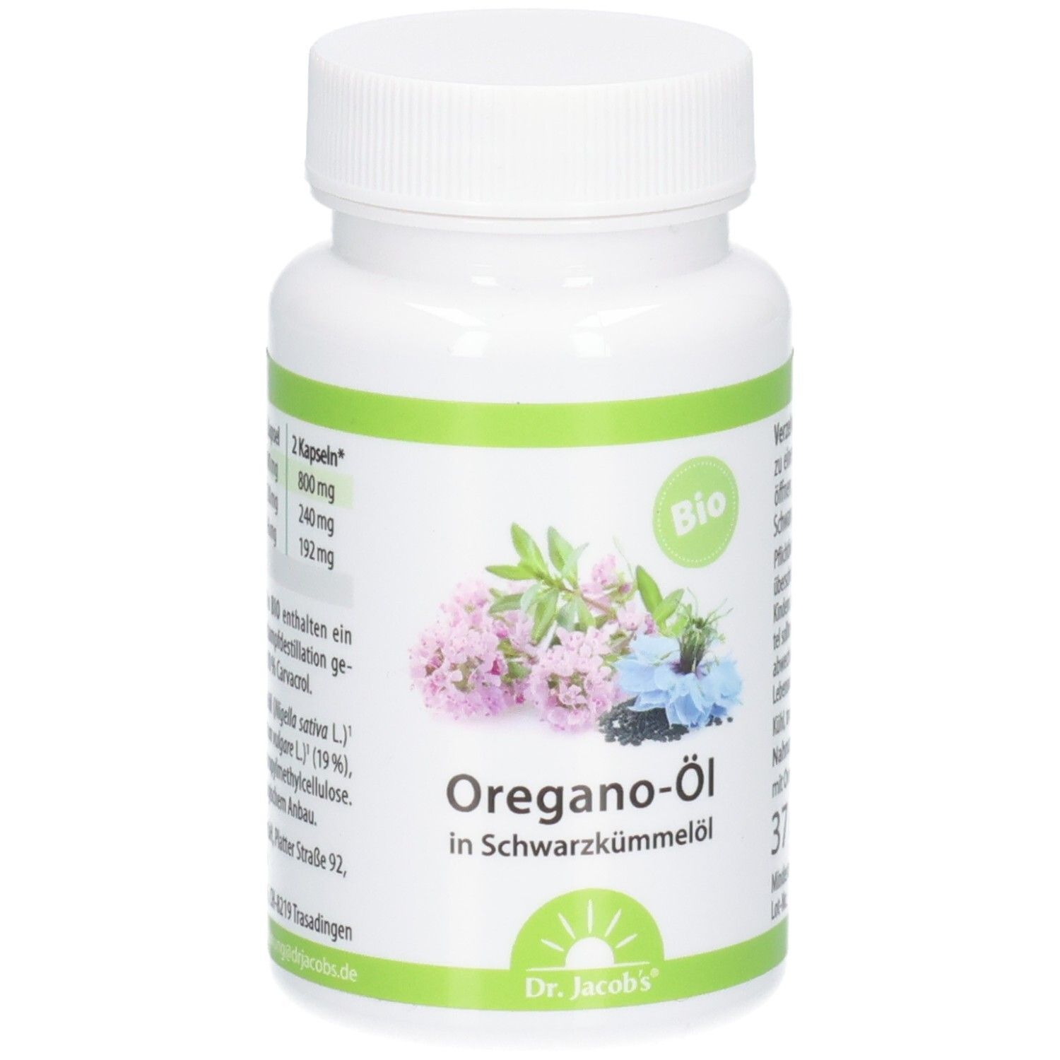 Oregano-Öl Schwarzkümmelöl Bio Kapseln Dr.Jacob's 60 St