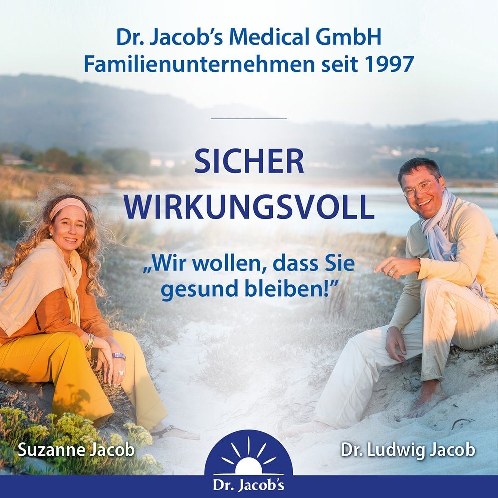 Dr. Jacob's Medical GmbH: Familienunternehmen seit 1997. Slogan: Sicher wirkungsvoll.