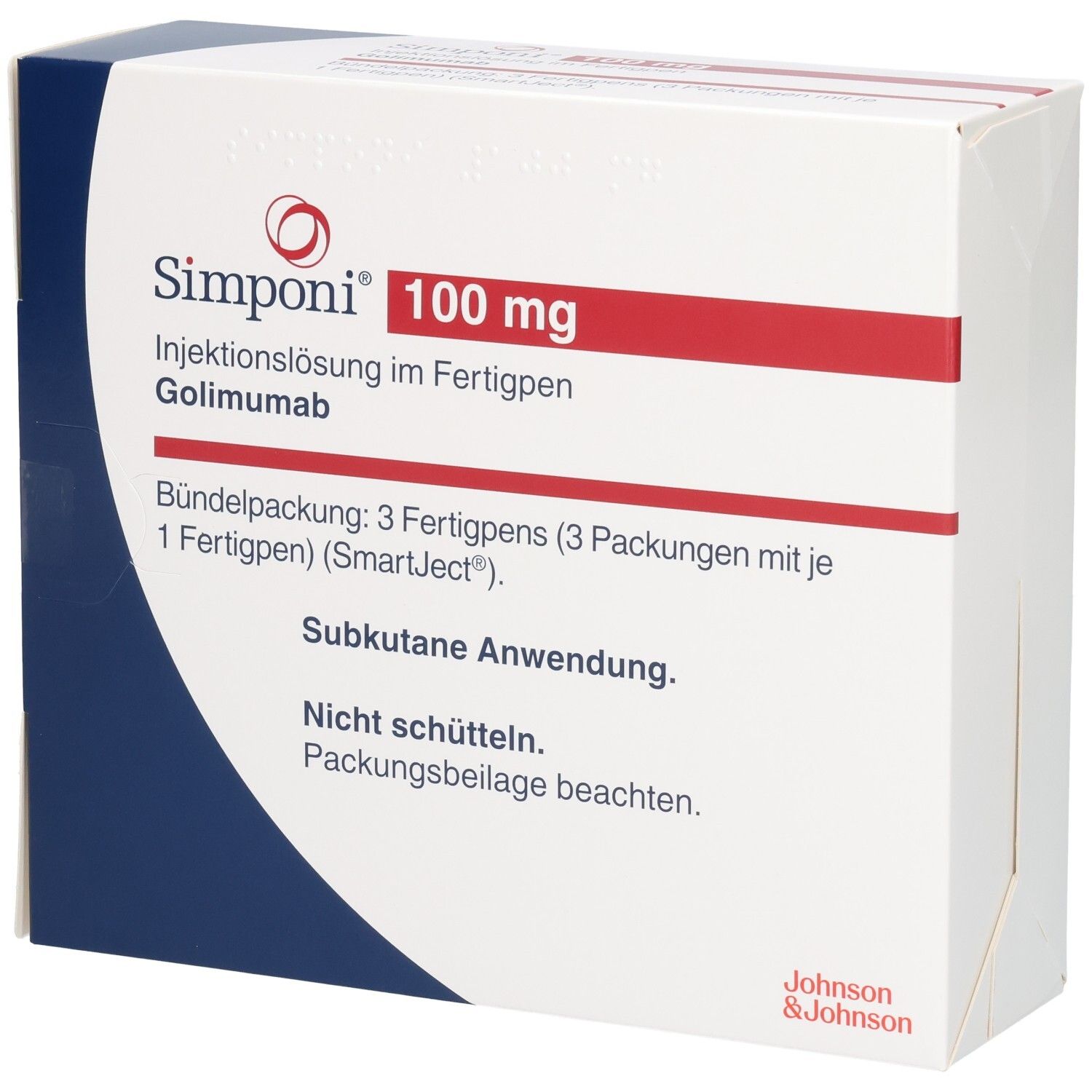 SIMPONI 100 mg Injektionslösung im Fertigpen, Golimumab. Bündelpackung: 3 Fertigpens.