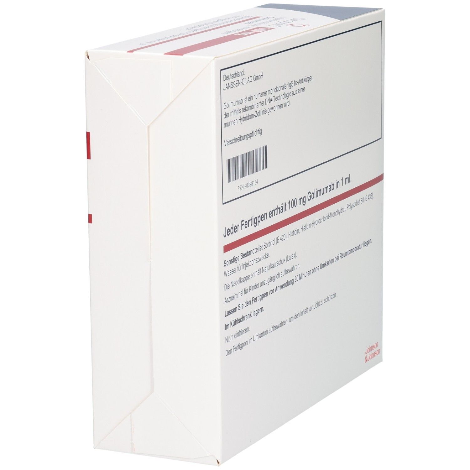 SIMPONI 100 mg Injektionslösung im Fertigpen, Golimumab. Rückseite der Packung mit Details.