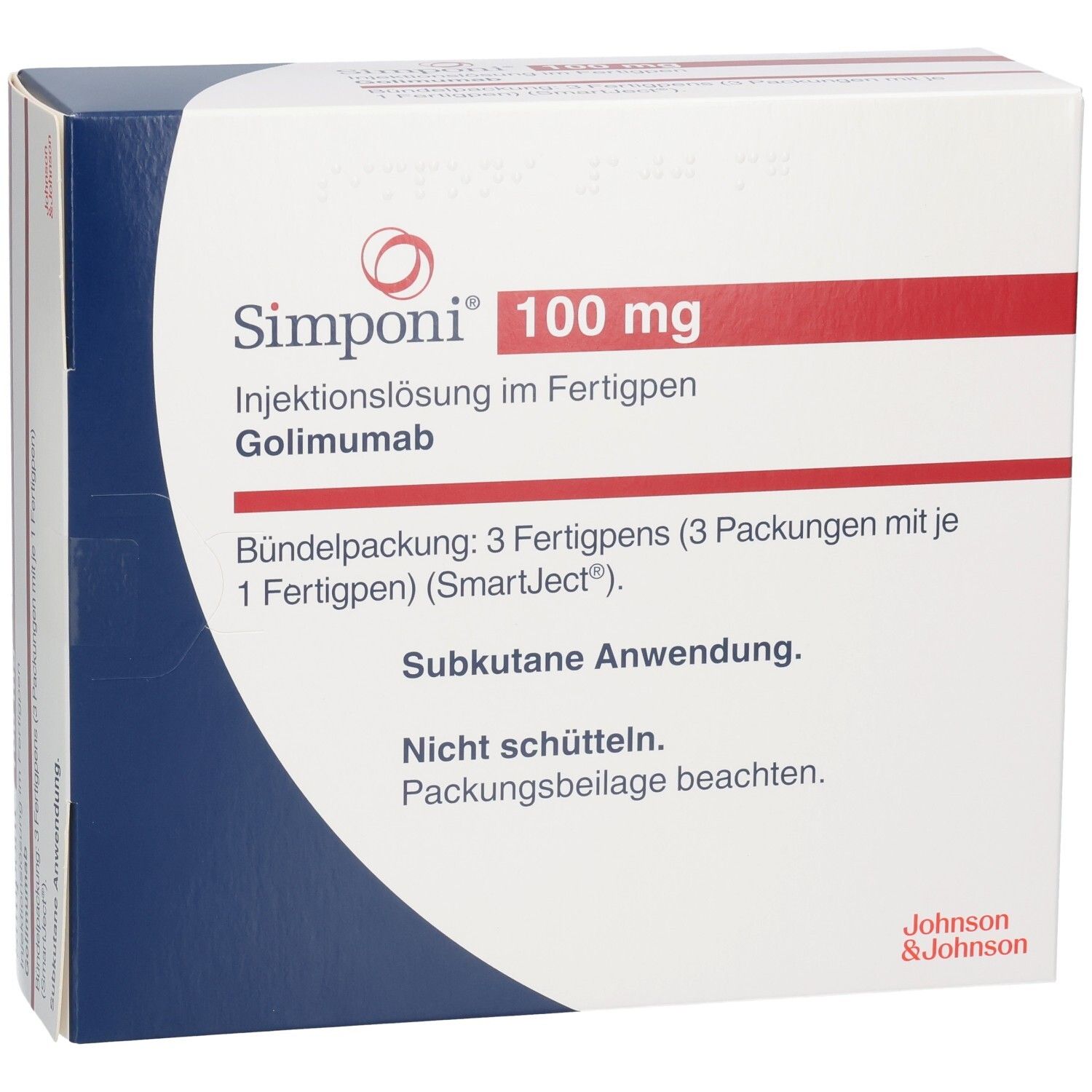 SIMPONI 100 mg Injektionslösung im Fertigpen, Golimumab. Bündelpackung: 3 Fertigpens.