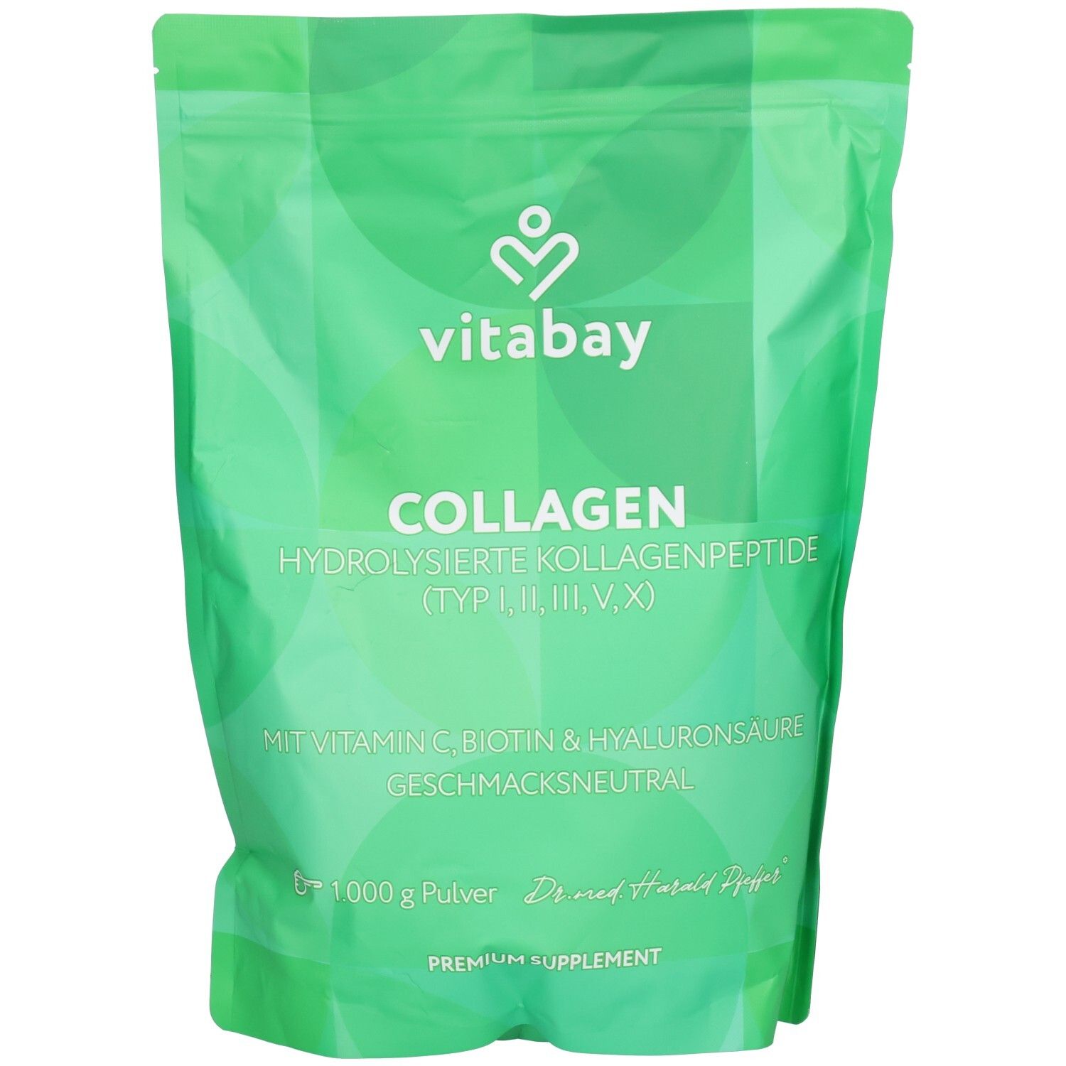Vitabay Collagen Peptid Polvere Tipo 1-3,5,10 + acido ialuronico, vitamina C e biotina