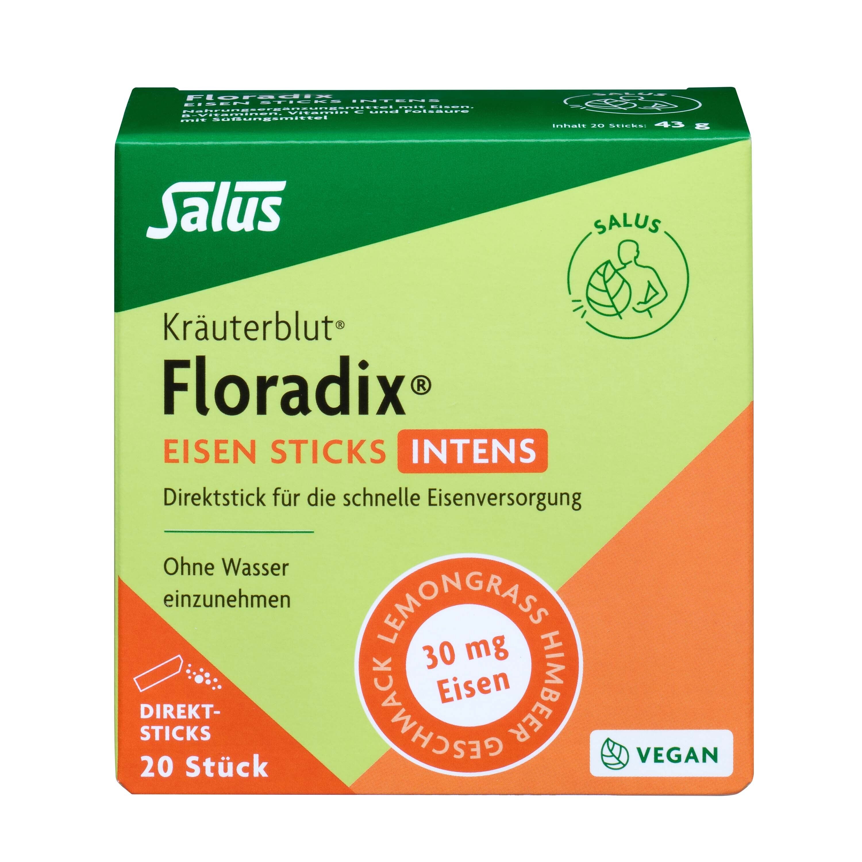 Floradix Eisen Sticks intens Pulver 20 St