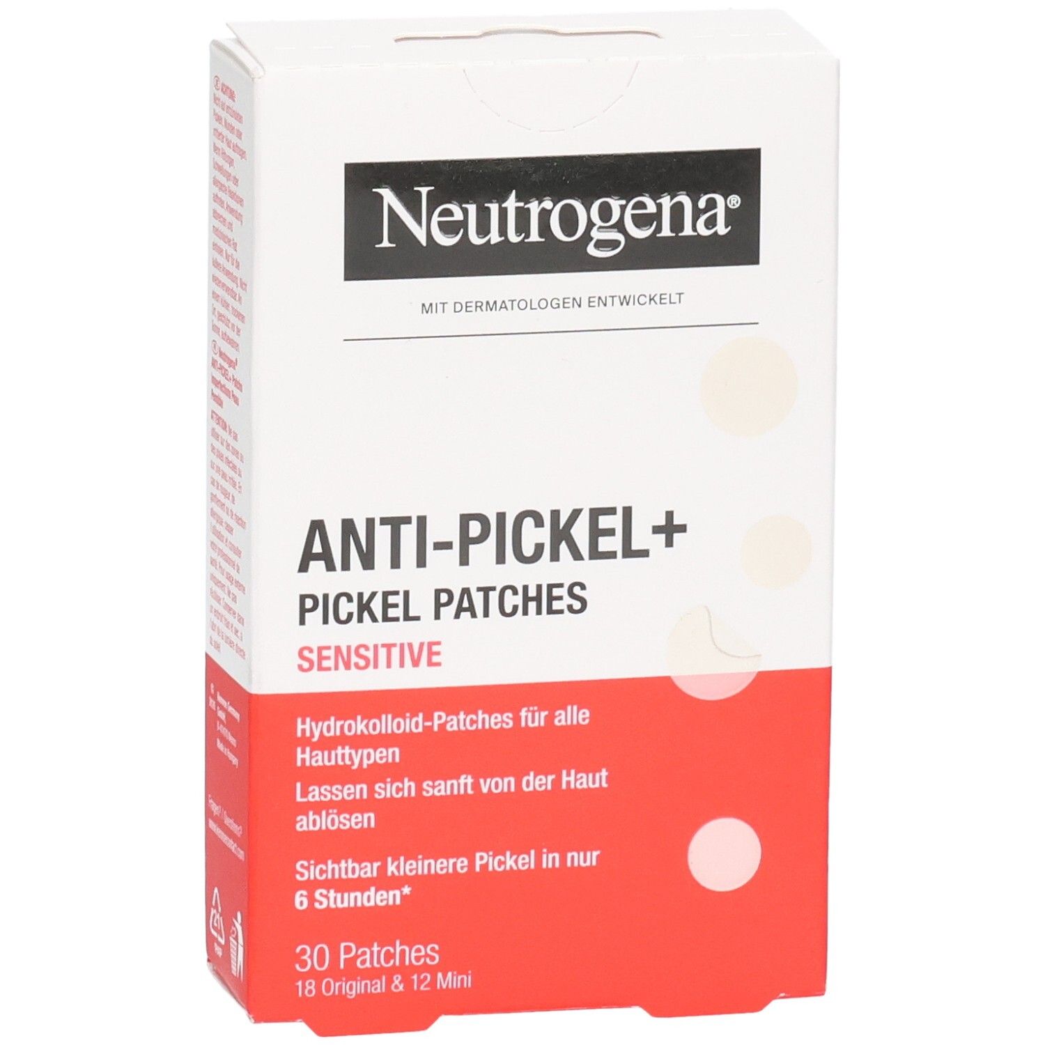 Neutrogena Anti-Pickel+ Pickel Patches Sensitive, 30 Patches (18 Original & 12 Mini). Hydrokolloid-Pflaster für alle Hauttypen.