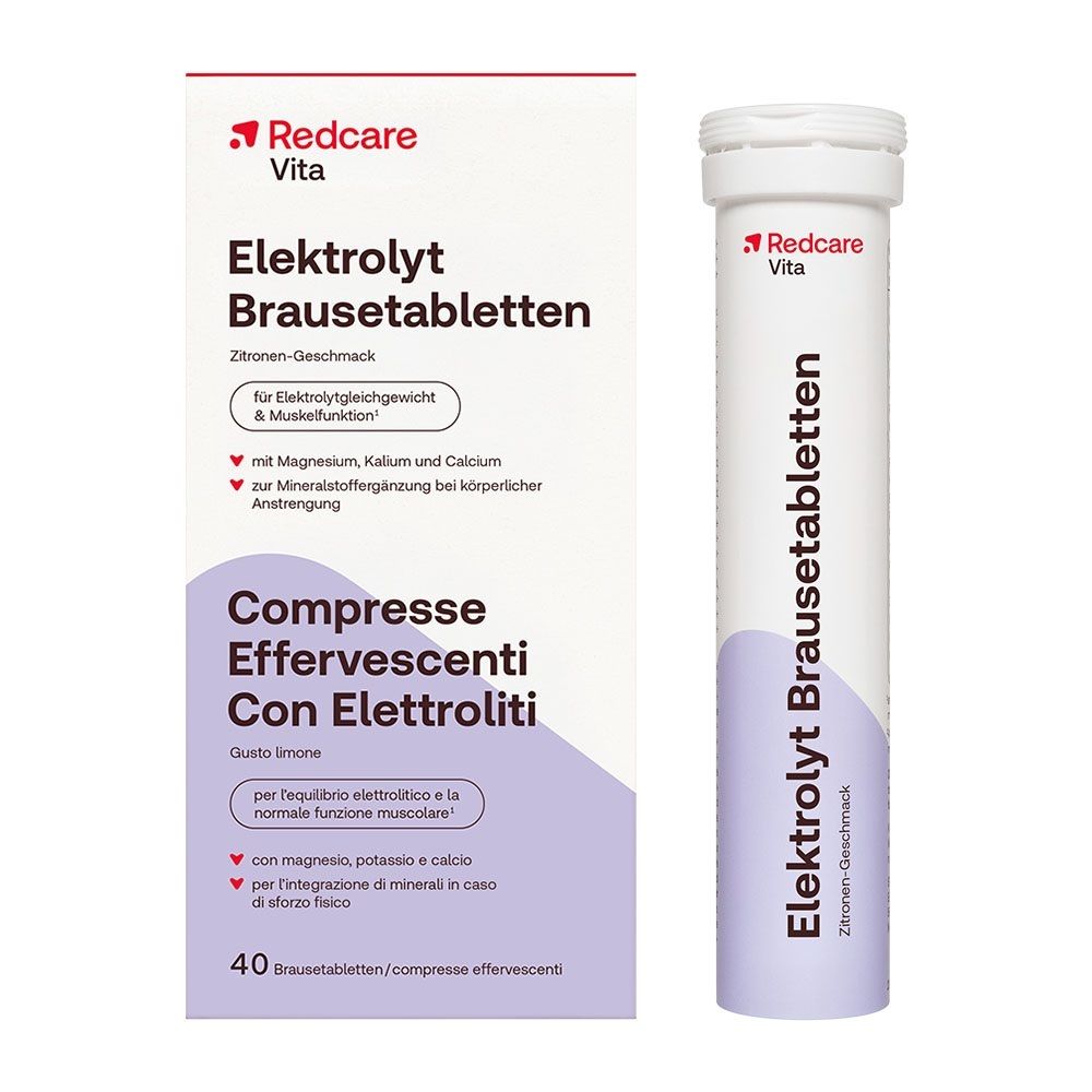 Redcare Elektrolyt Brausetabletten mit Zitrone Geschmack, 40 Stück.