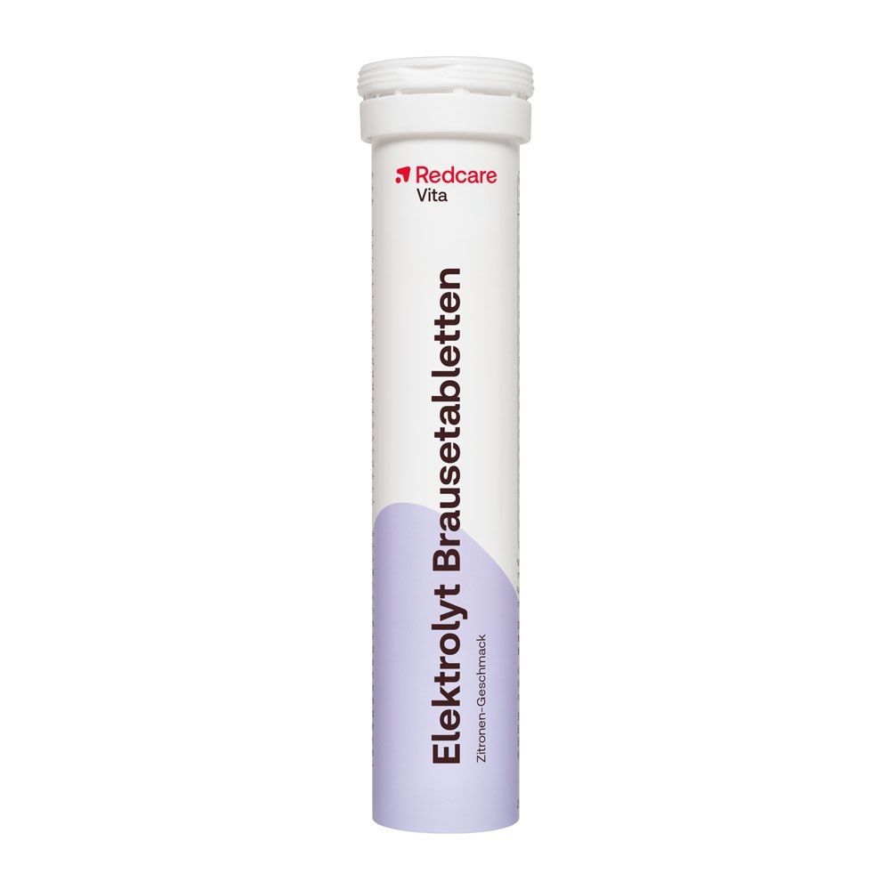 Tube mit Redcare Elektrolyt Brausetabletten, Zitrone Geschmack.