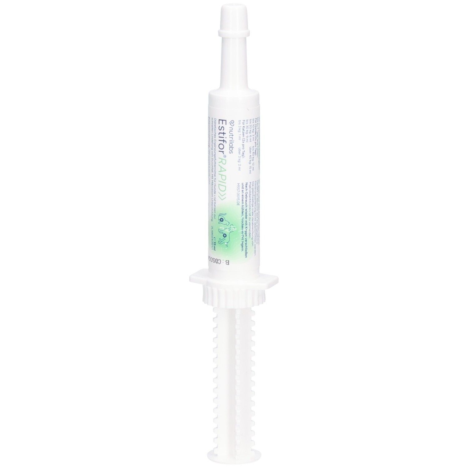 Nutrilabs Estifor Rapid 15ml Spritze mit Diätfuttermittel für Hunde und Katzen.