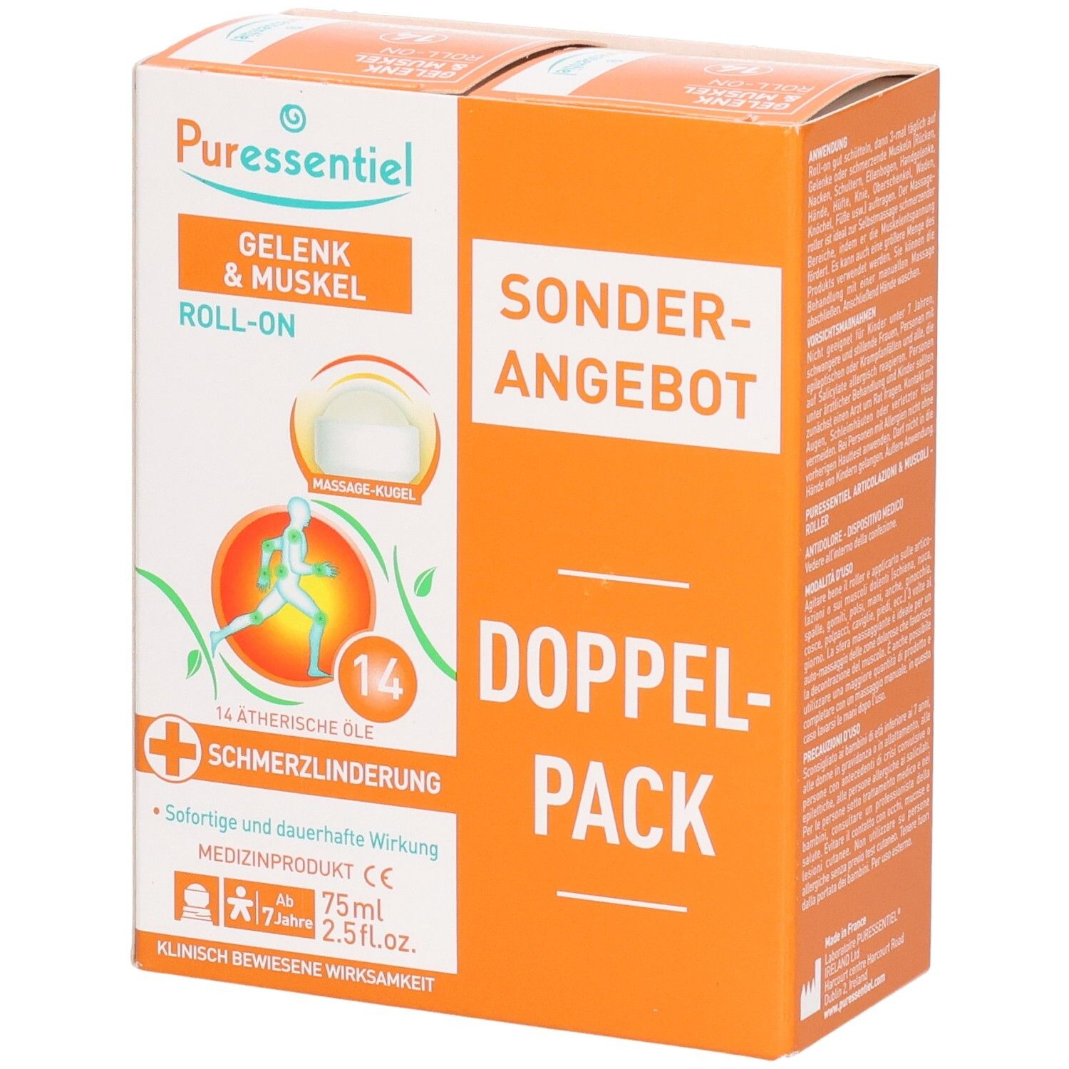 Doppelpack PURESSENTIEL Gelenk & Muskel Roll-on, Sonderangebot, 75ml.