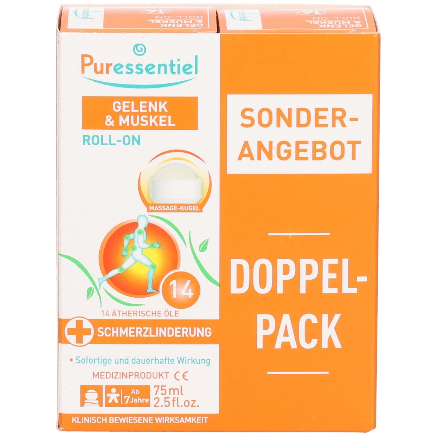 Doppelpack PURESSENTIEL Gelenk & Muskel Roll-on, Sonderangebot, 75ml.