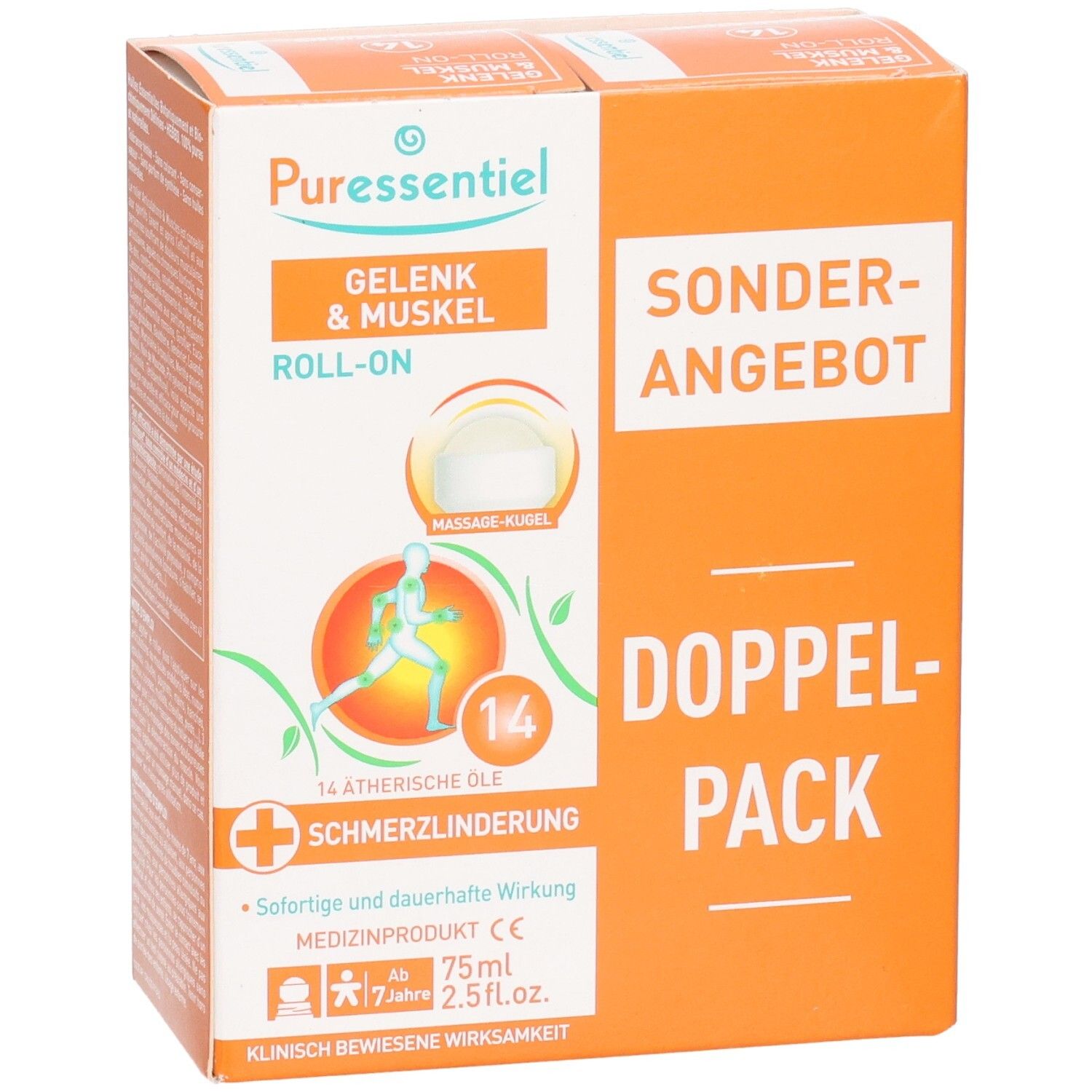 Doppelpack PURESSENTIEL Gelenk & Muskel Roll-on, Sonderangebot, 75ml.