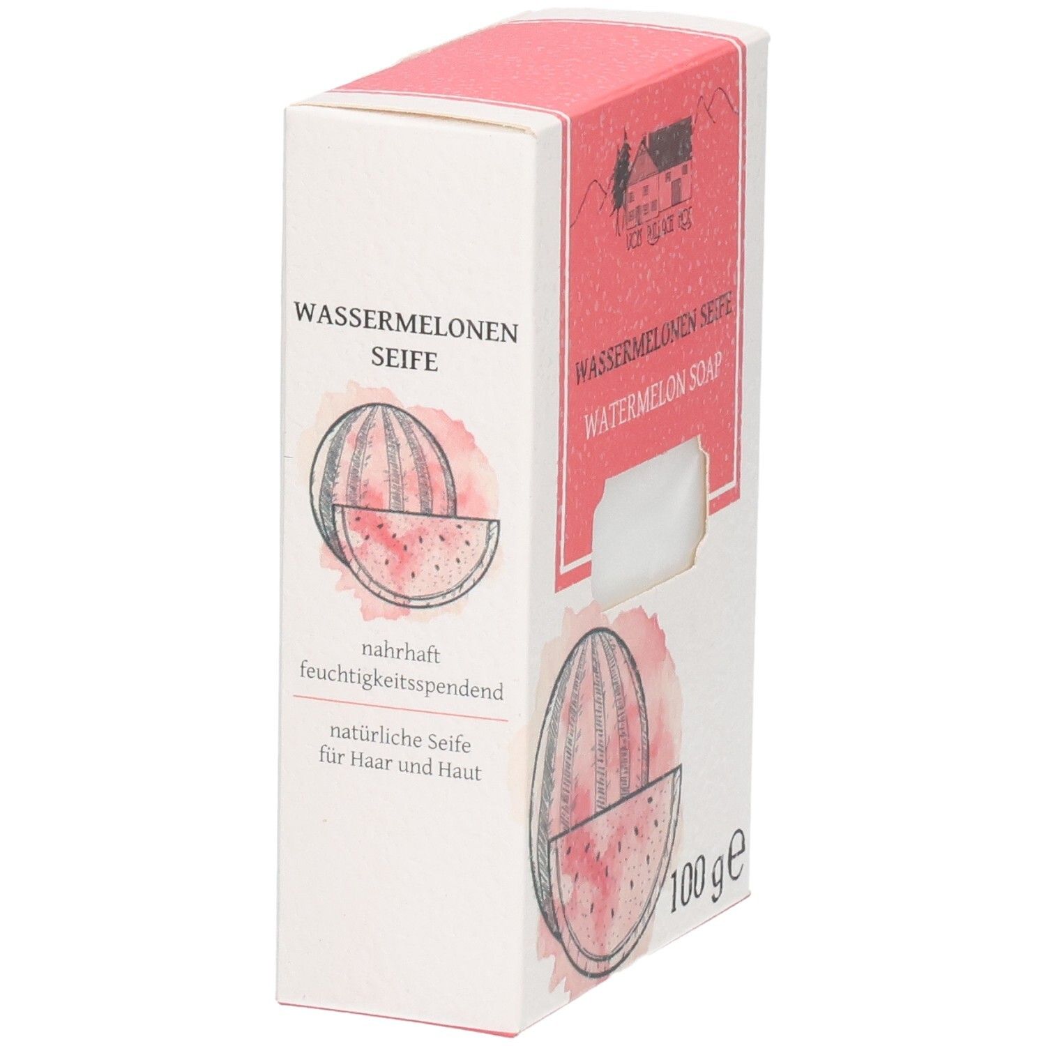 Verpackung für Wassermelonenseife, 100g.