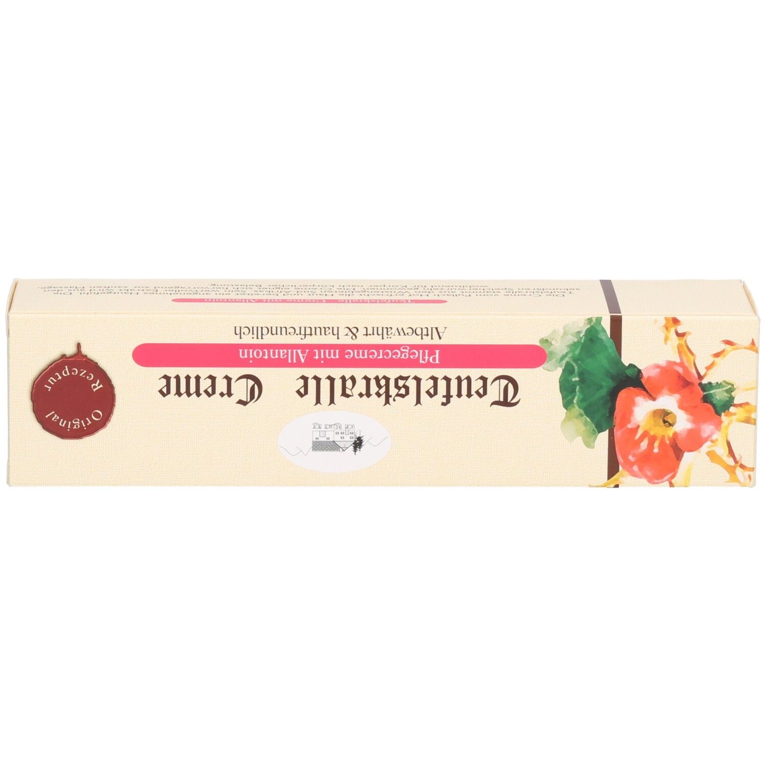 Creme-Verpackung mit "Teufelskralle Creme" Aufdruck, Allantoin und Hautfreundlich.